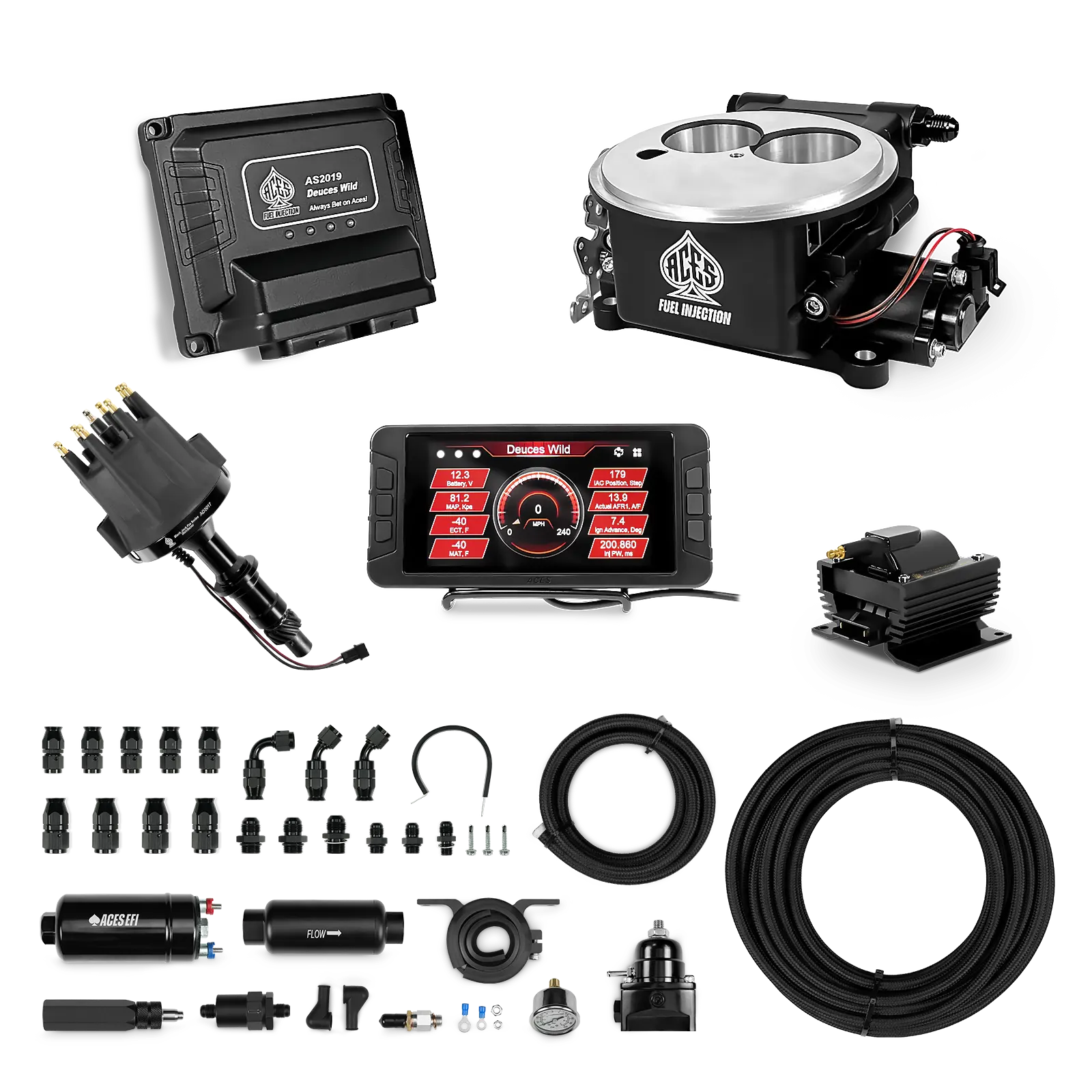 Deuces Wild 2-bbl EFI - (Black) Master Kit