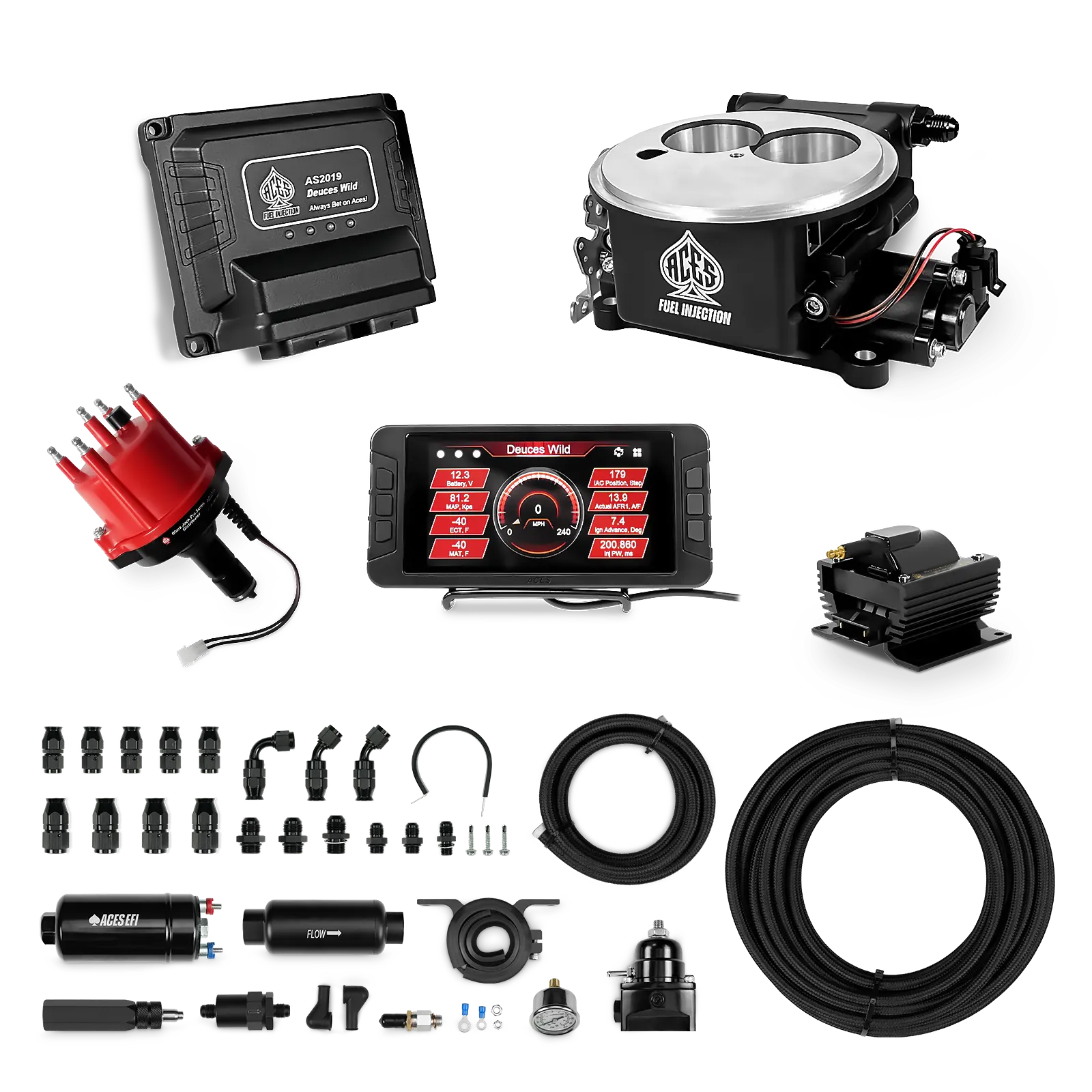 Deuces Wild 2-bbl EFI - (Black) Master Kit