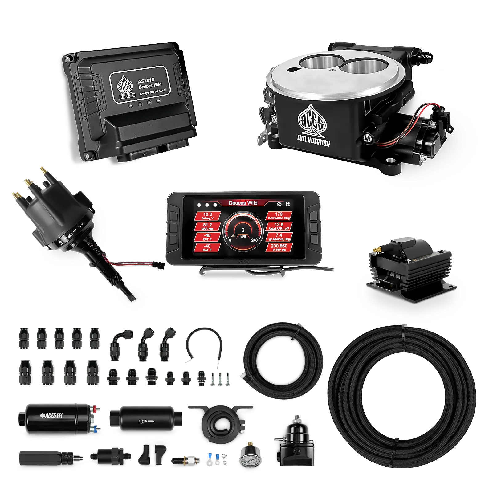 Deuces Wild 2-bbl EFI - (Black) Master Kit