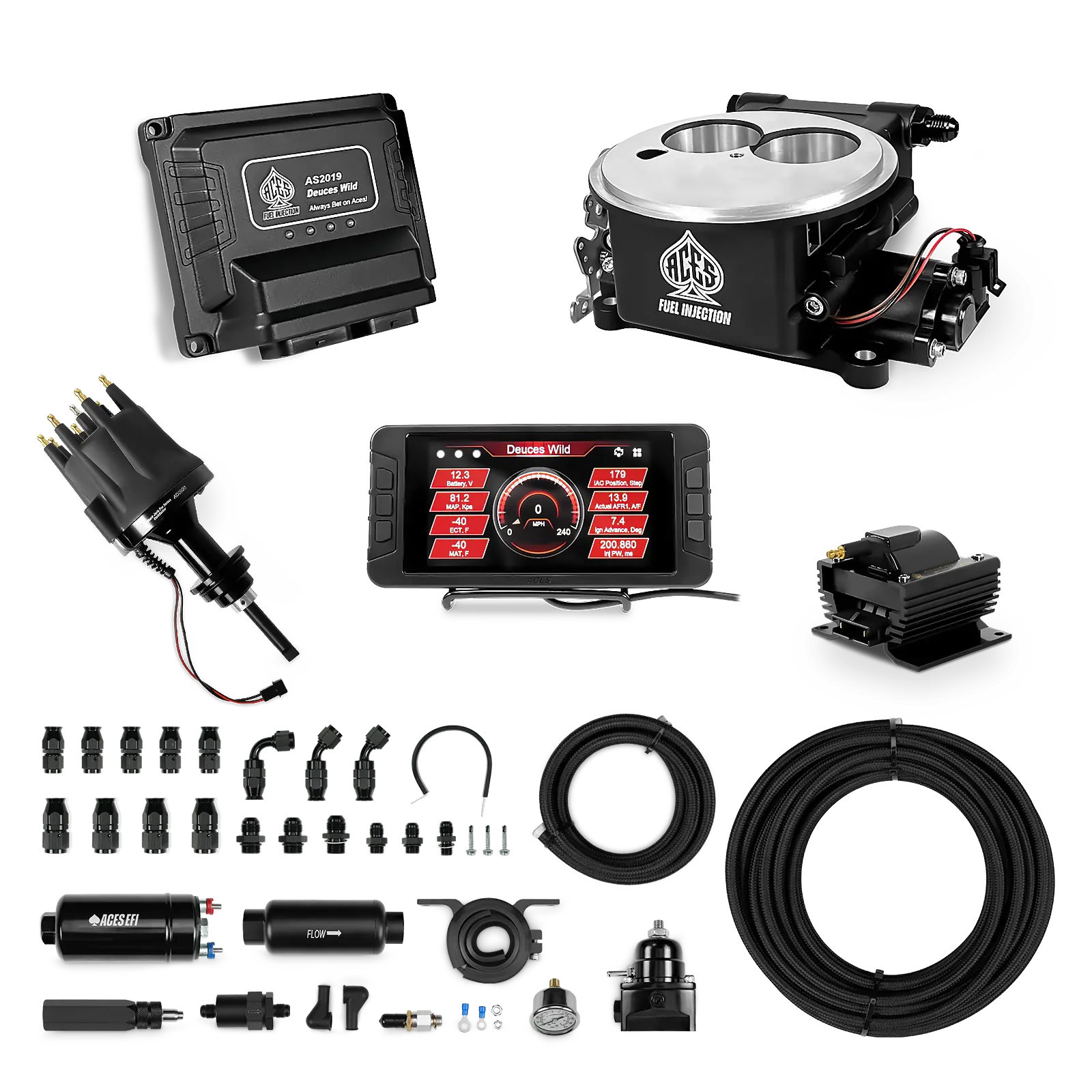 Deuces Wild 2-bbl EFI - (Black) Master Kit