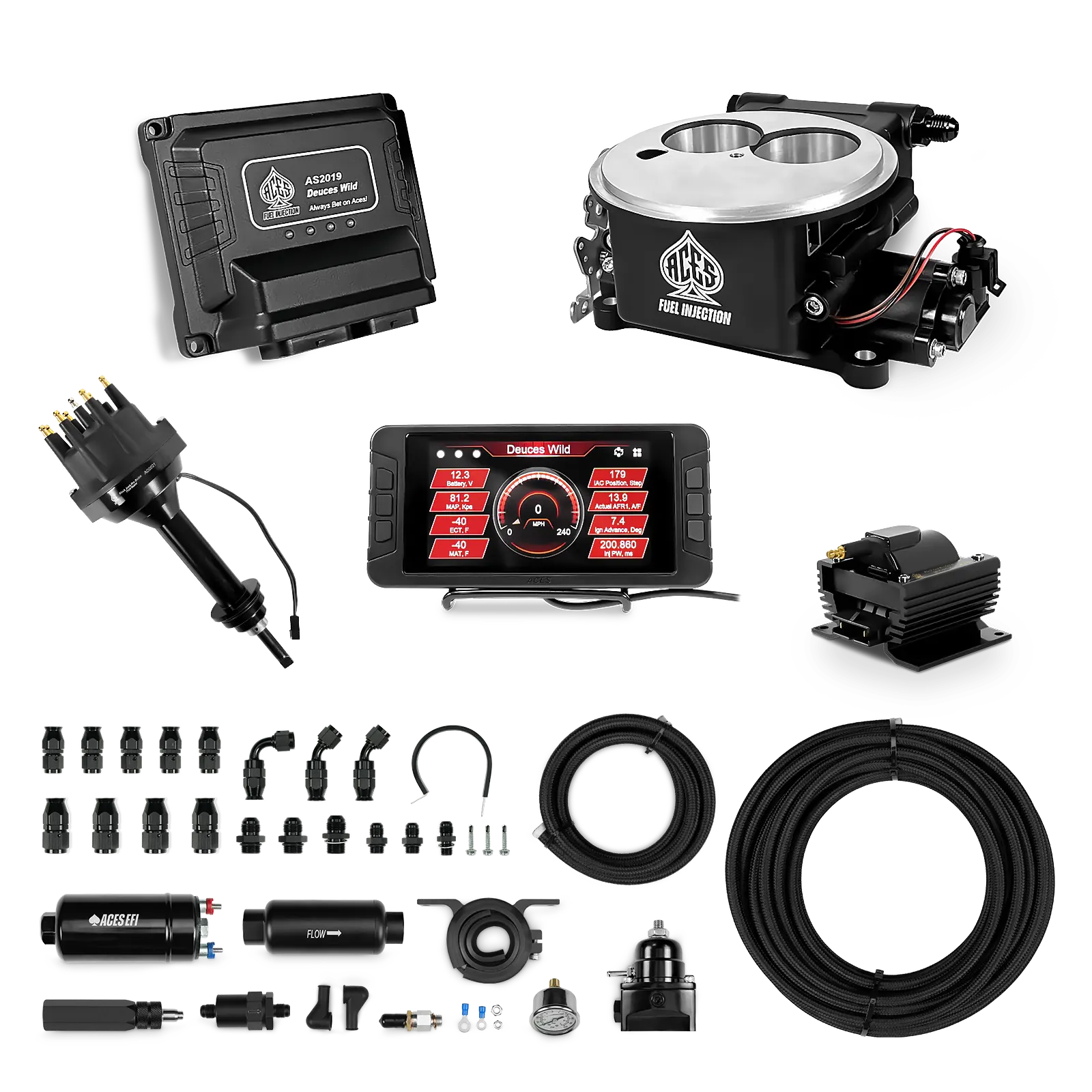 Deuces Wild 2-bbl EFI - (Black) Master Kit