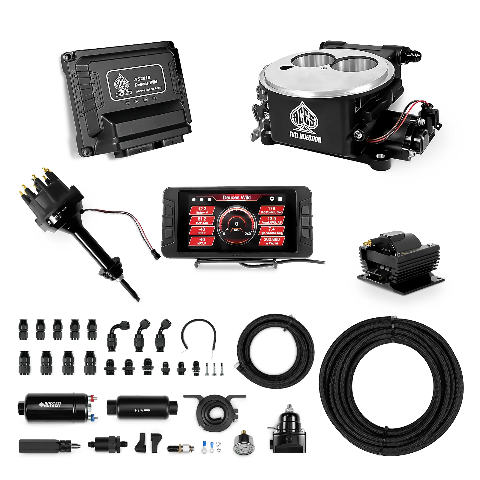 Deuces Wild 2-bbl EFI - (Black) Master Kit