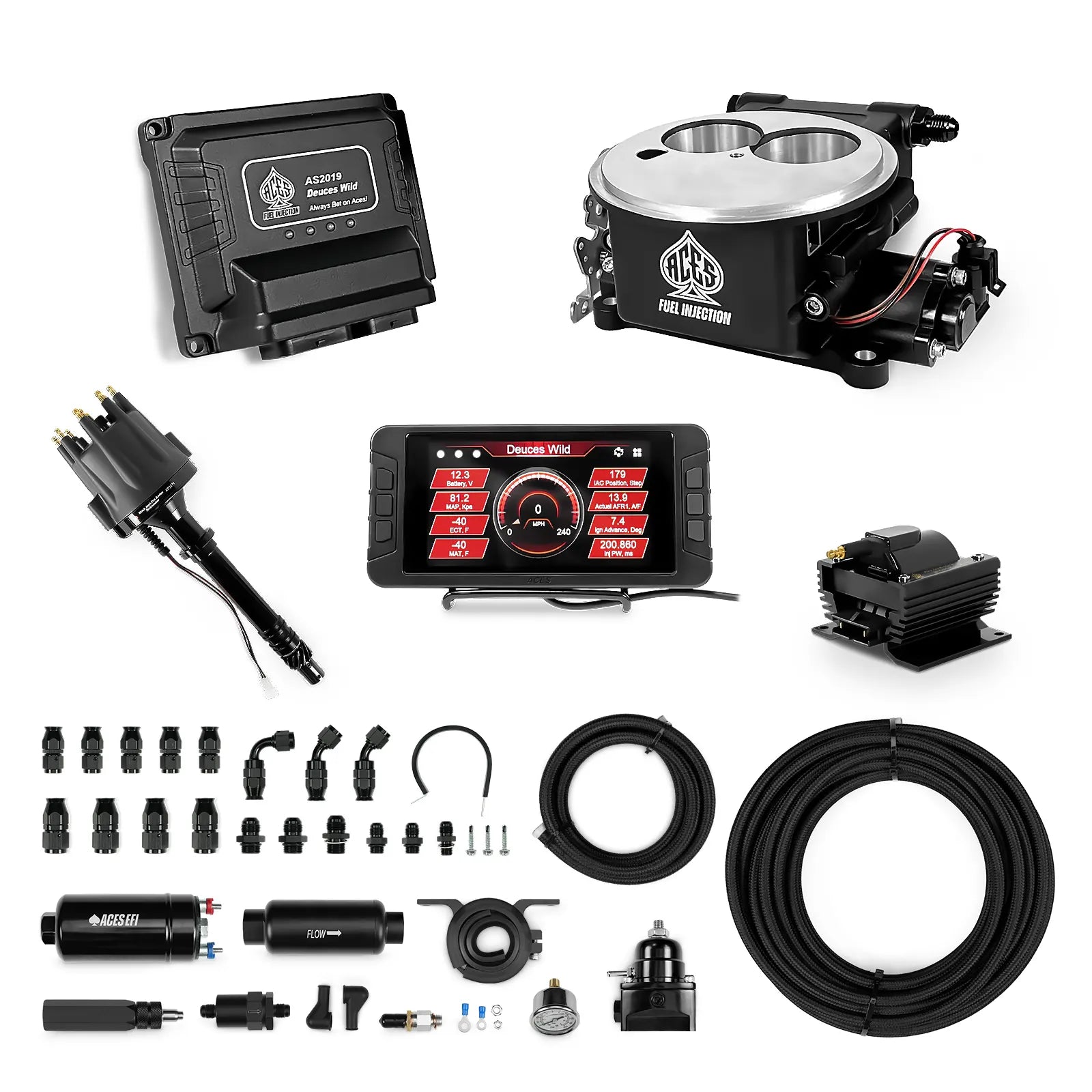 Deuces Wild 2-bbl EFI - (Black) Master Kit