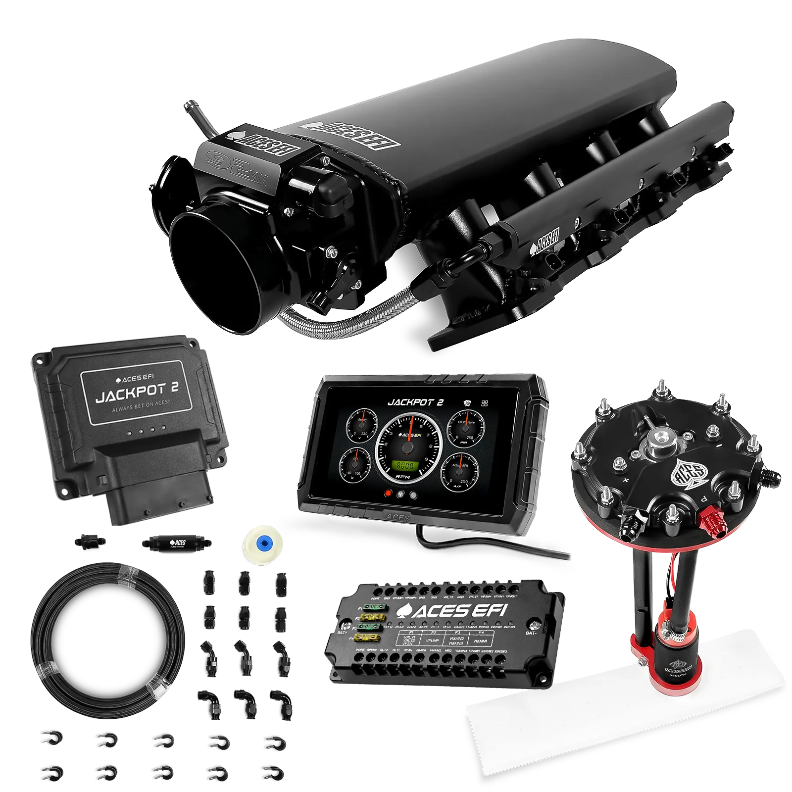 Jackpot 2 LS EFI System - Master Kit with Tank Conversion Pump Module with Internal Regulator + 20' PTFE Hose Kit