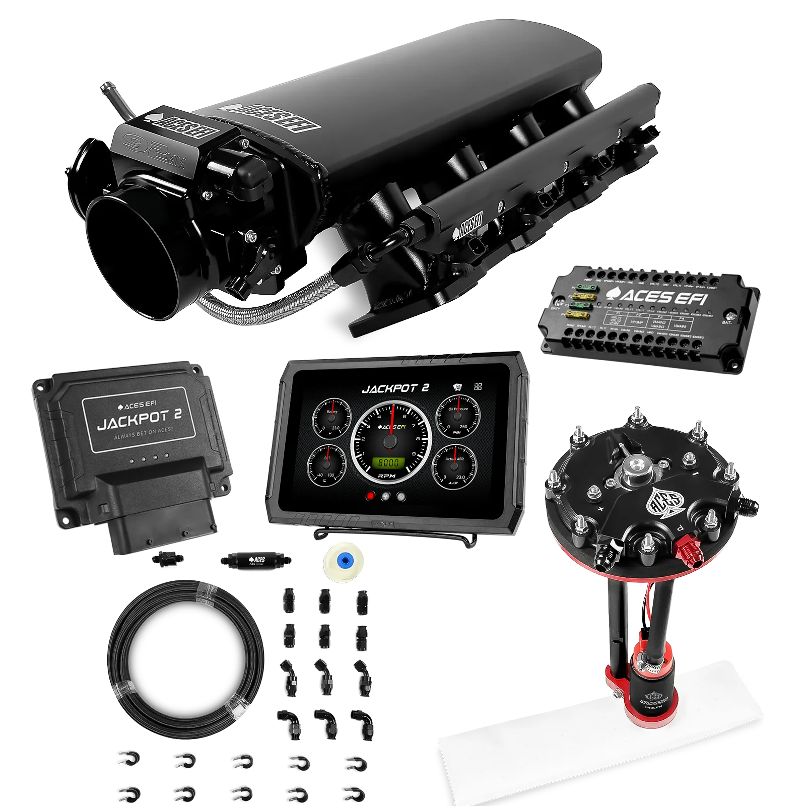 Jackpot 2 LS EFI System - Master Kit with Tank Conversion Pump Module with Internal Regulator + 20' PTFE Hose Kit