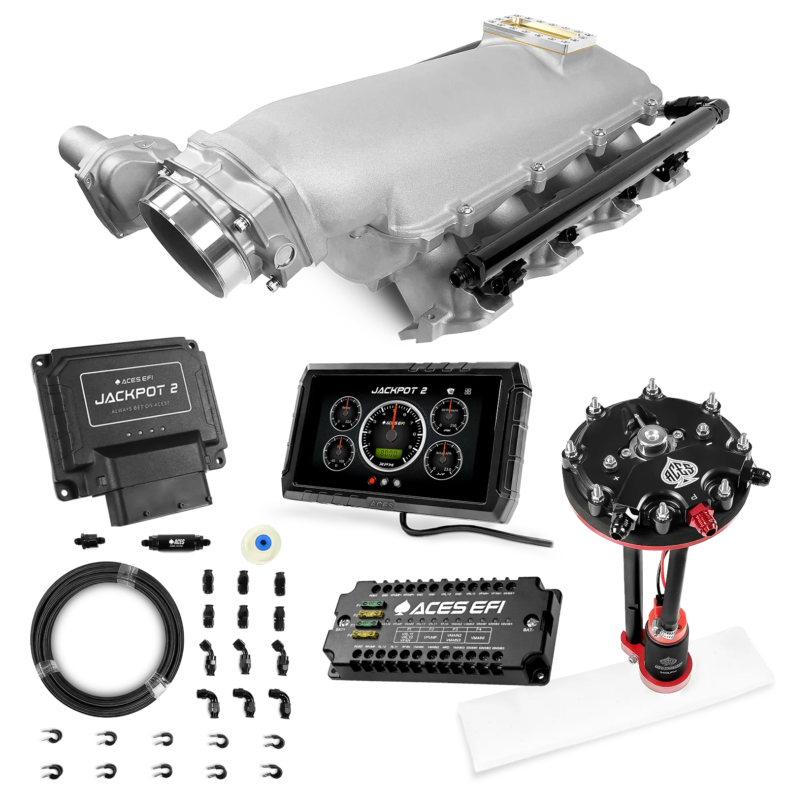 Jackpot 2 LS EFI System - Master Kit with Tank Conversion Pump Module with Internal Regulator + 20' PTFE Hose Kit