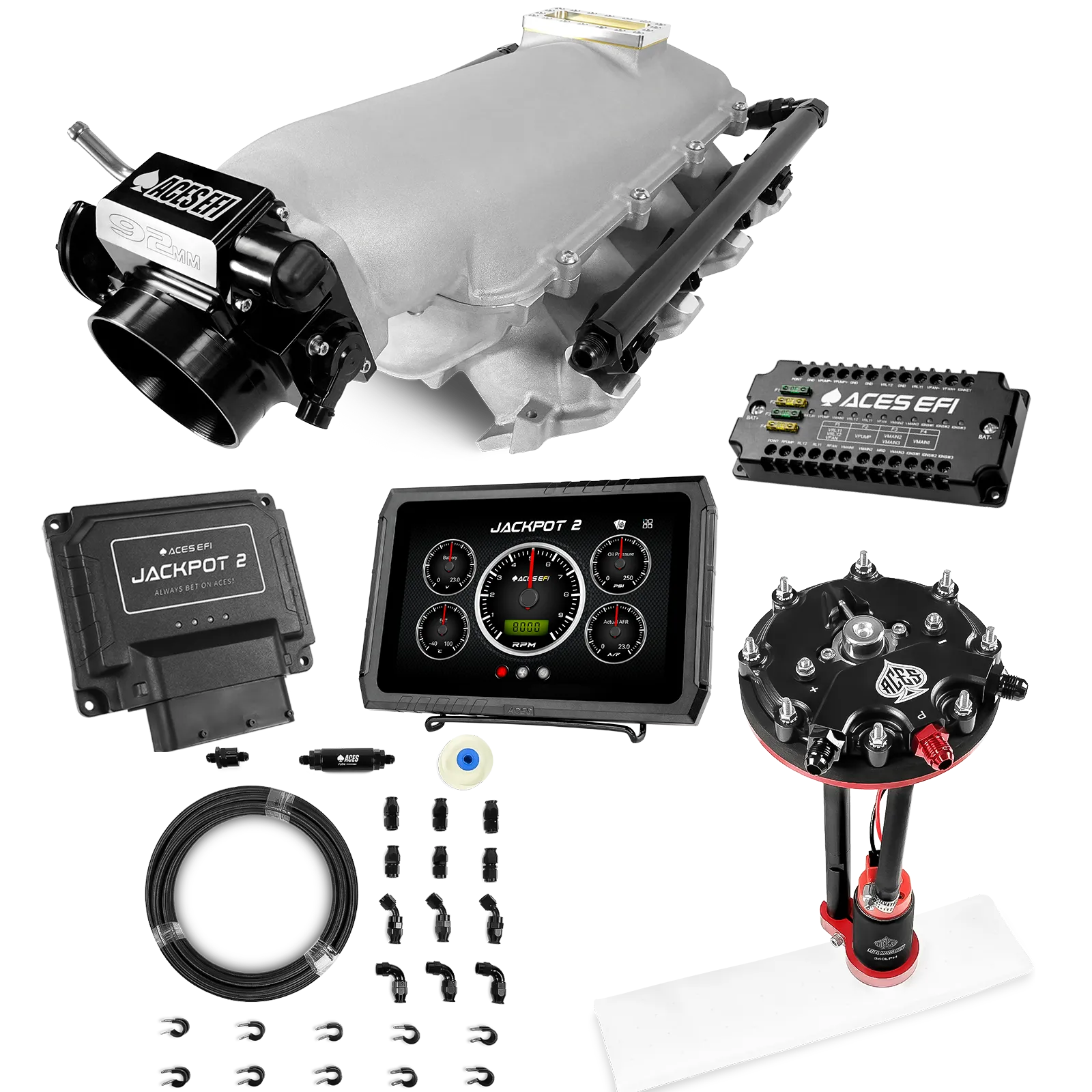 Jackpot 2 LS EFI System - Master Kit with Tank Conversion Pump Module with Internal Regulator + 20' PTFE Hose Kit