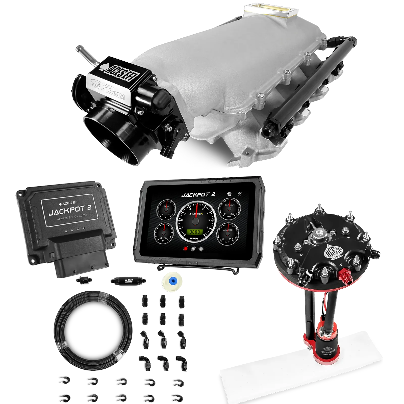 Jackpot 2 LS EFI System - Master Kit with Tank Conversion Pump Module with Internal Regulator + 20' PTFE Hose Kit