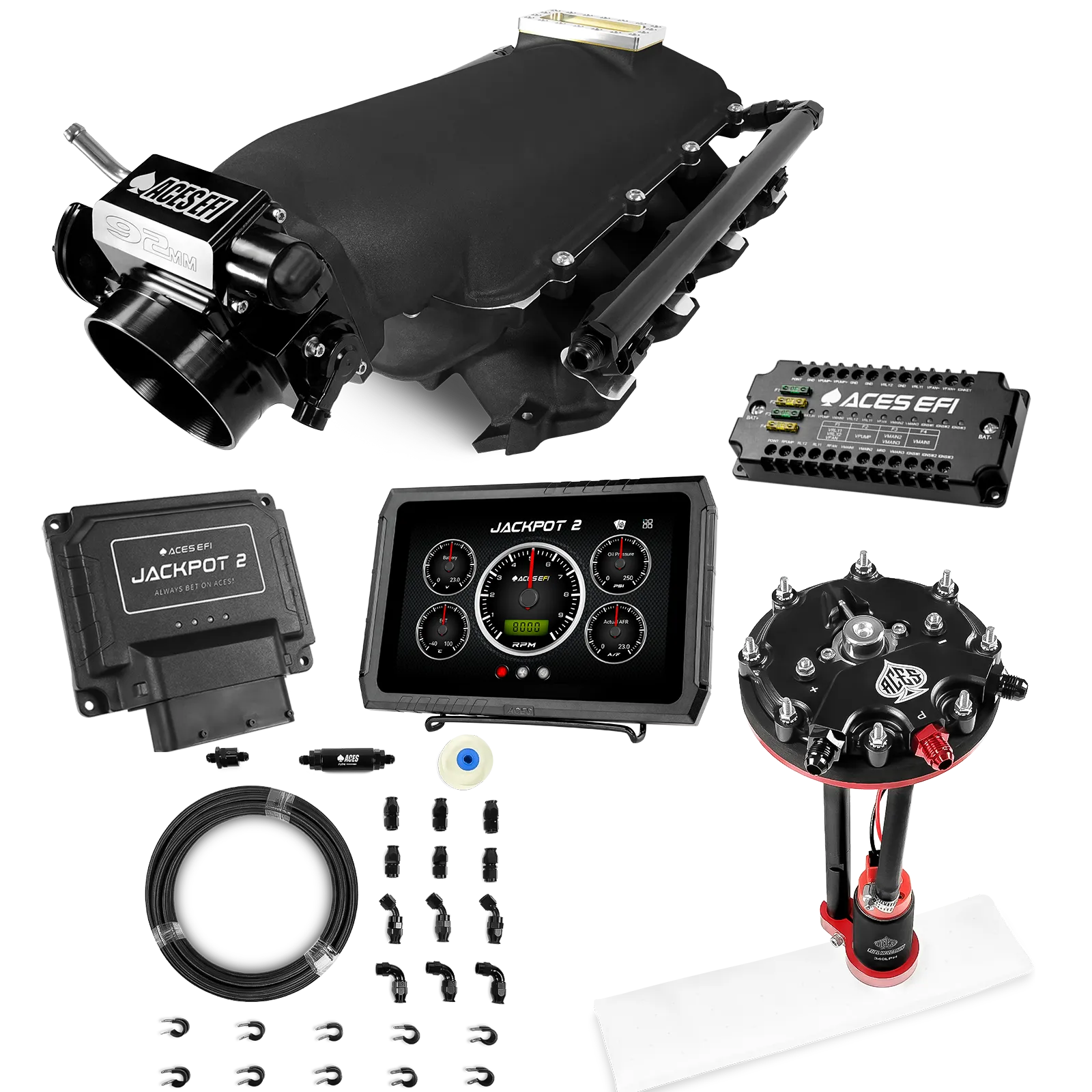 Jackpot 2 LS EFI System - Master Kit with Tank Conversion Pump Module with Internal Regulator + 20' PTFE Hose Kit