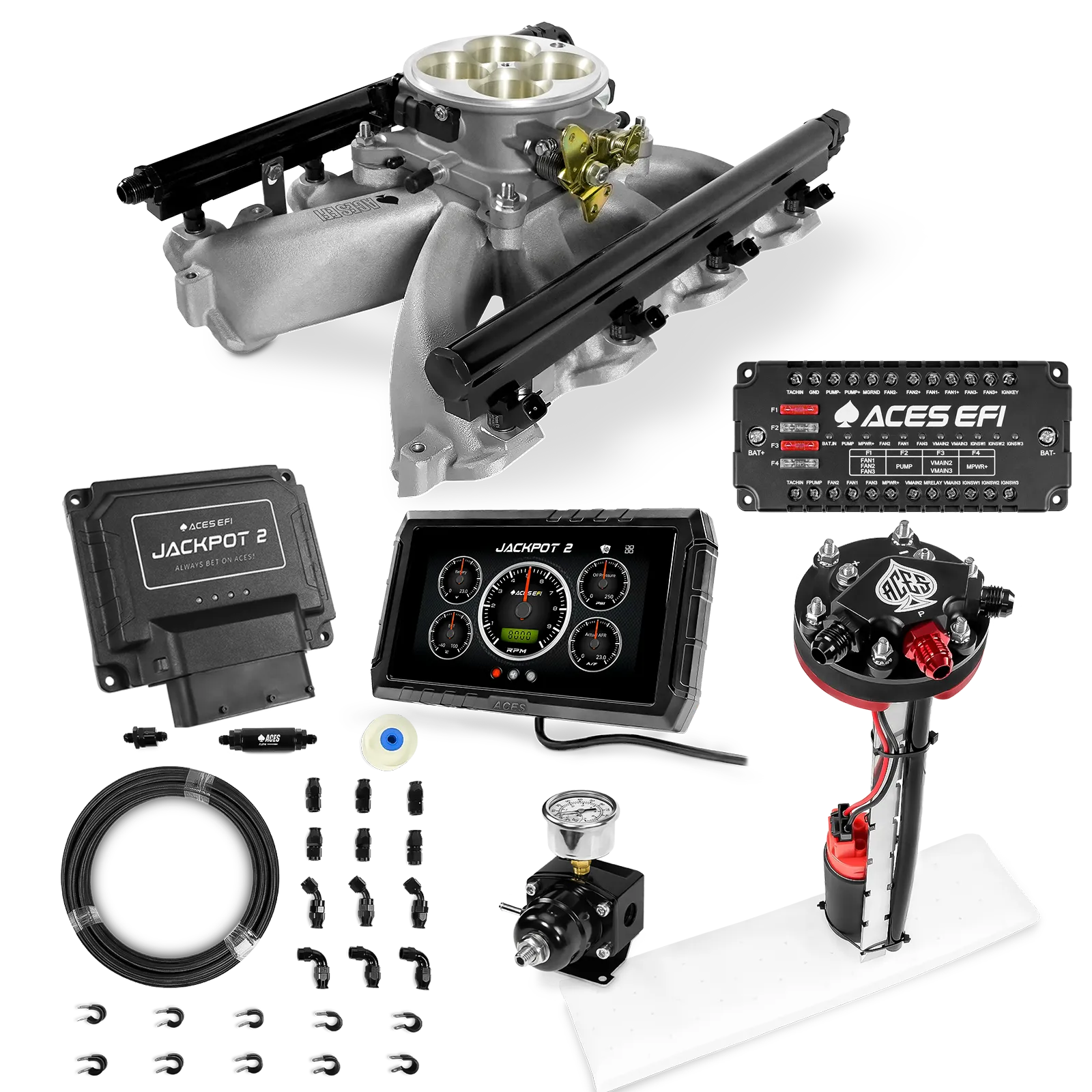 Jackpot 2 LS EFI System - Master Kit with Tight Fit In-Tank Pump Module + 40' PTFE Hose Kit