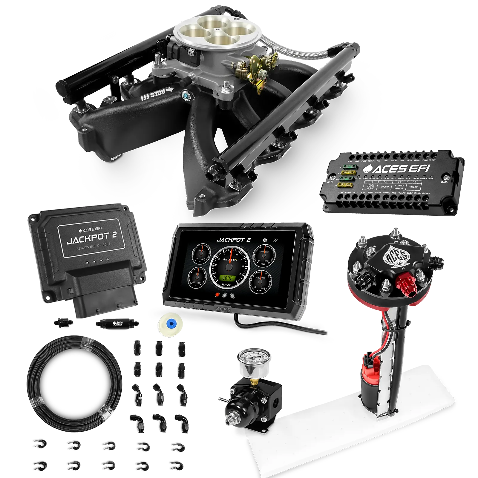 Jackpot 2 LS EFI System - Master Kit with Tight Fit In-Tank Pump Module + 40' PTFE Hose Kit