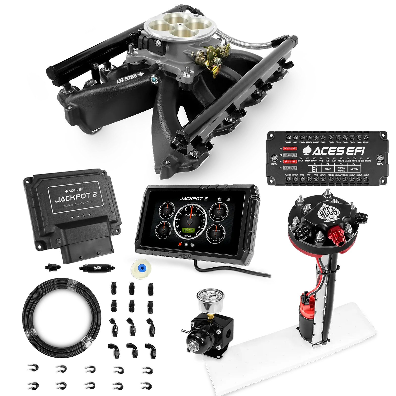 Jackpot 2 LS EFI System - Master Kit with Tight Fit In-Tank Pump Module + 40' PTFE Hose Kit