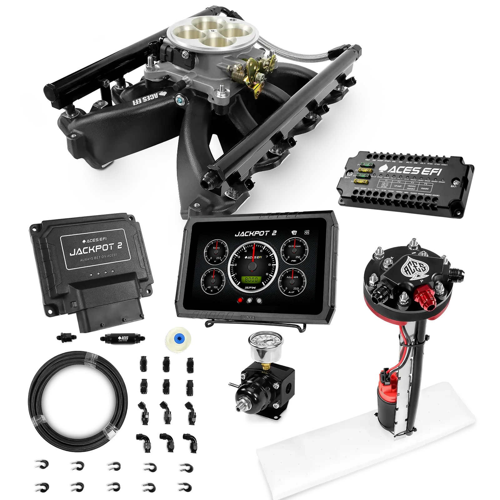 Jackpot 2 LS EFI System - Master Kit with Tight Fit In-Tank Pump Module + 40' PTFE Hose Kit