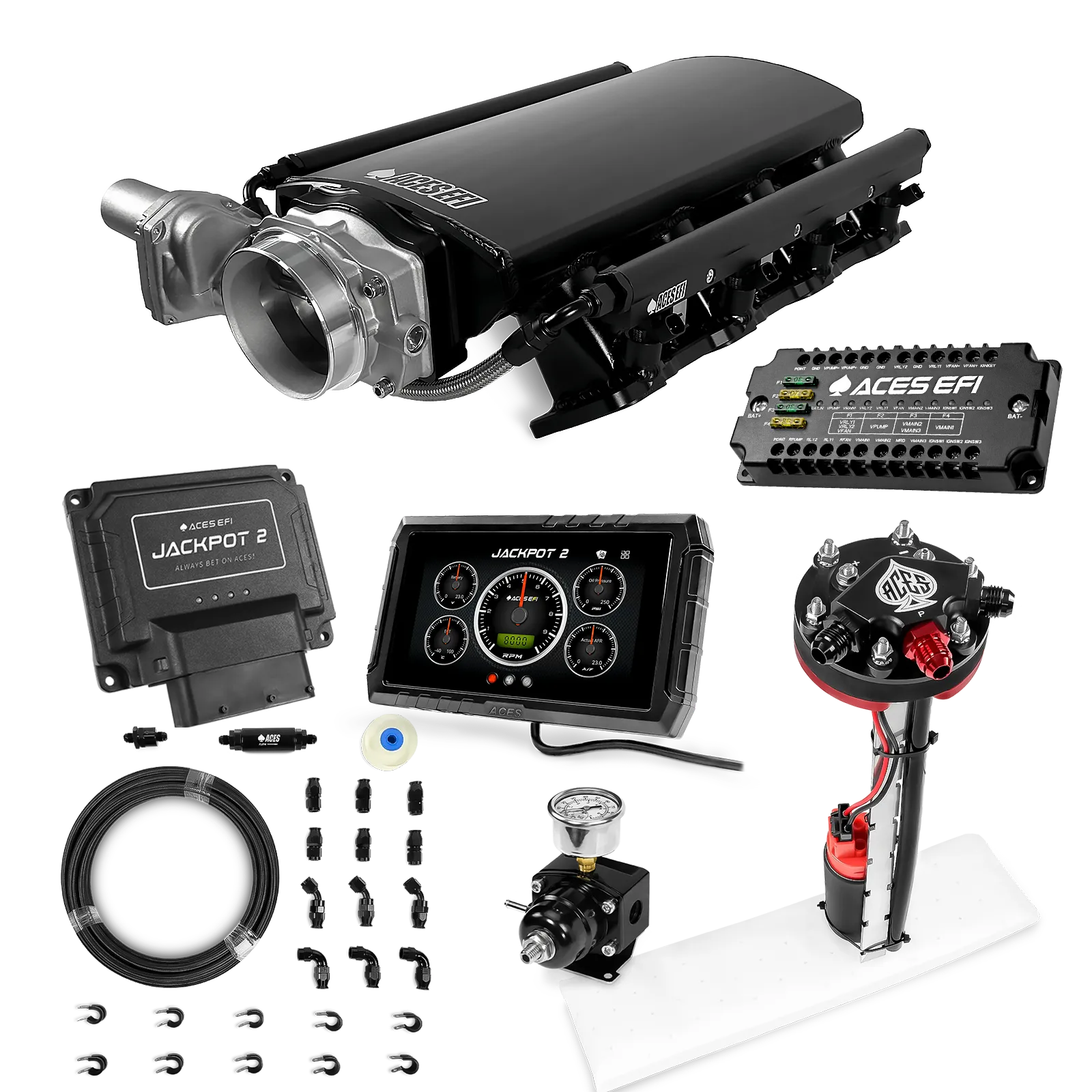 Jackpot 2 LS EFI System - Master Kit with Tight Fit In-Tank Pump Module + 40' PTFE Hose Kit