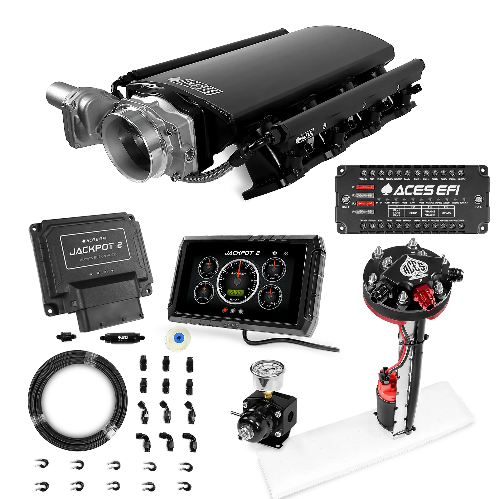 Jackpot 2 LS EFI System - Master Kit with Tight Fit In-Tank Pump Module + 40' PTFE Hose Kit