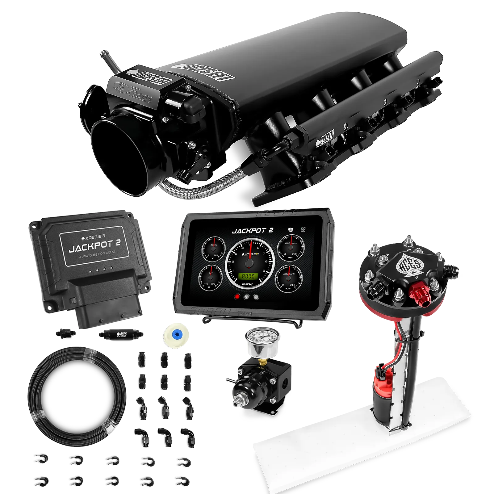Jackpot 2 LS EFI System - Master Kit with Tight Fit In-Tank Pump Module + 40' PTFE Hose Kit