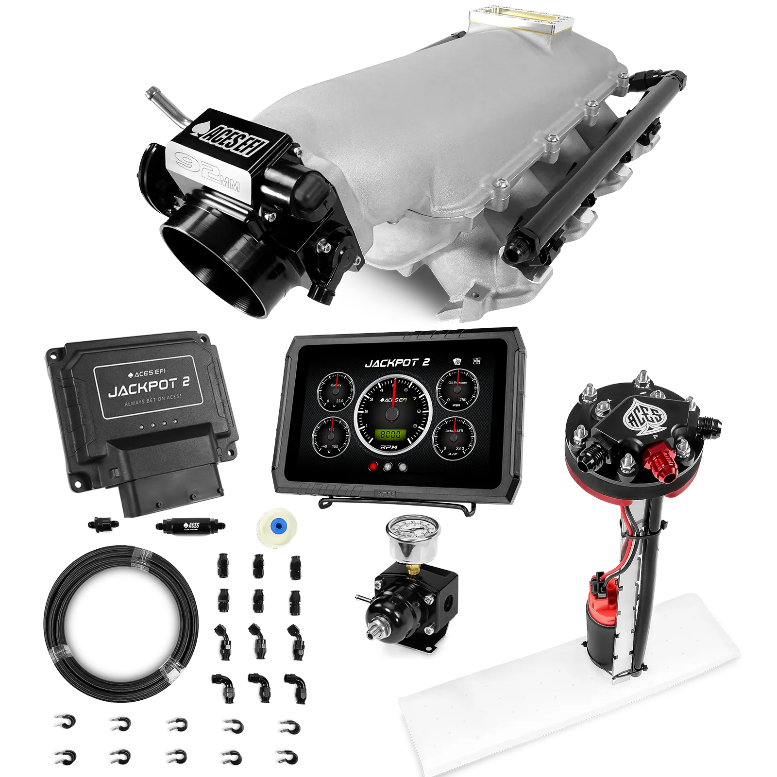 Jackpot 2 LS EFI System - Master Kit with Tight Fit In-Tank Pump Module + 40' PTFE Hose Kit