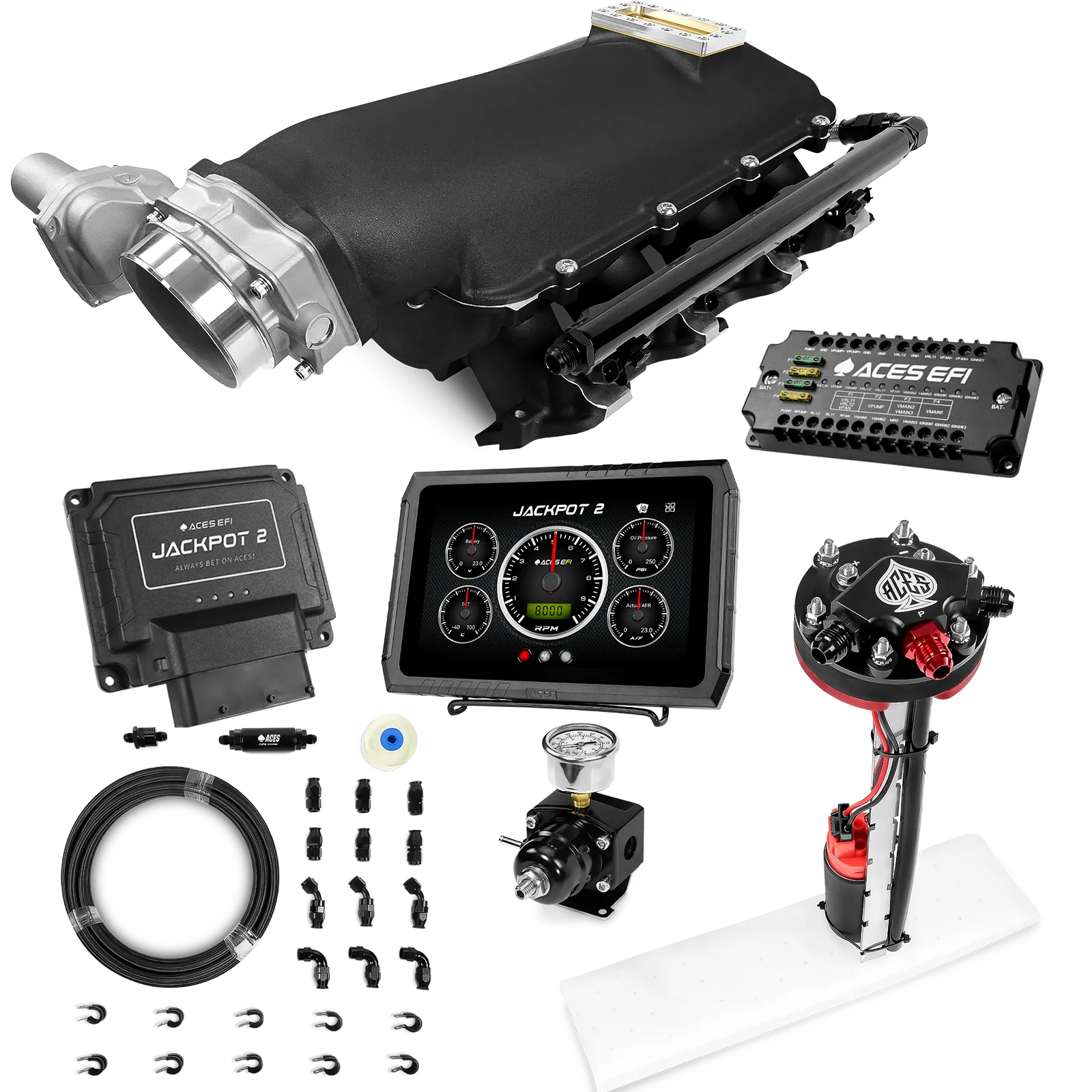 Jackpot 2 LS EFI System - Master Kit with Tight Fit In-Tank Pump Module + 40' PTFE Hose Kit
