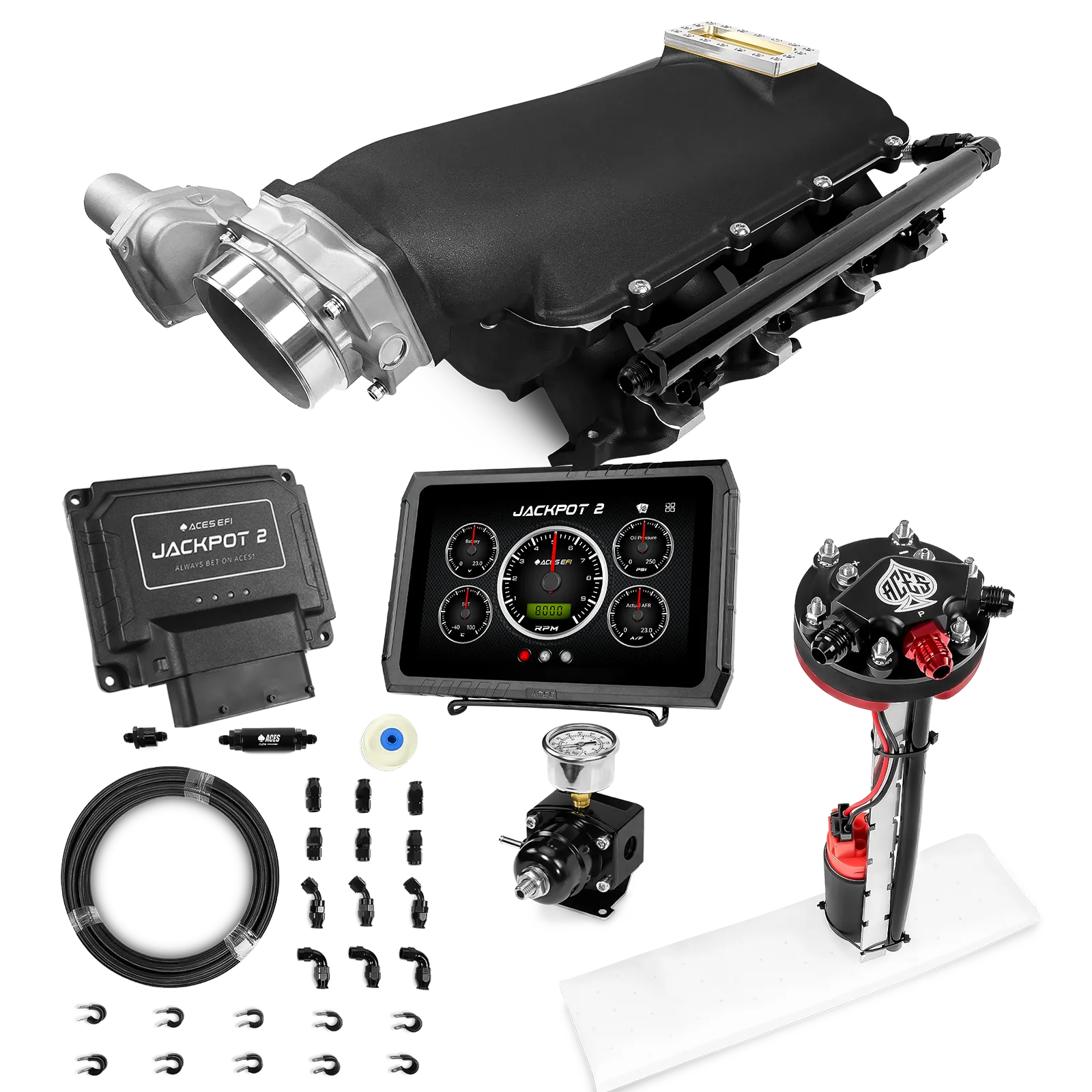 Jackpot 2 LS EFI System - Master Kit with Tight Fit In-Tank Pump Module + 40' PTFE Hose Kit