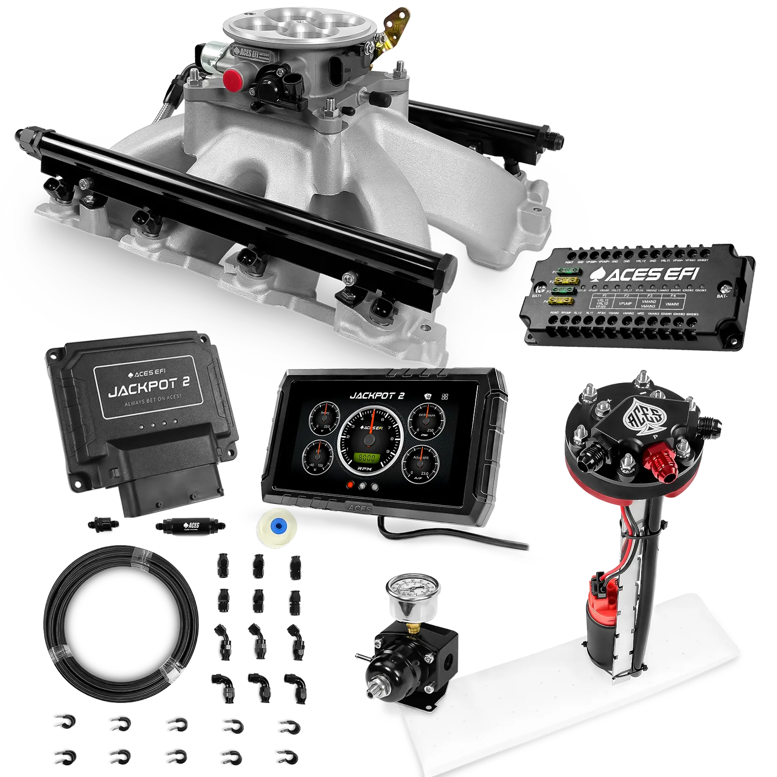 Jackpot 2 LS EFI System - Master Kit with Tight Fit In-Tank Pump Module + 40' PTFE Hose Kit