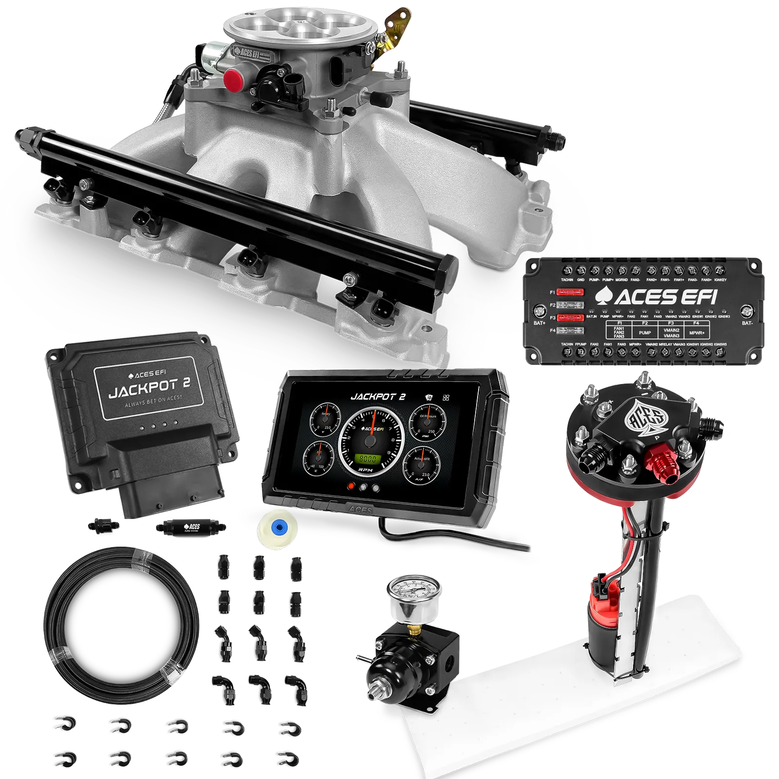 Jackpot 2 LS EFI System - Master Kit with Tight Fit In-Tank Pump Module + 40' PTFE Hose Kit