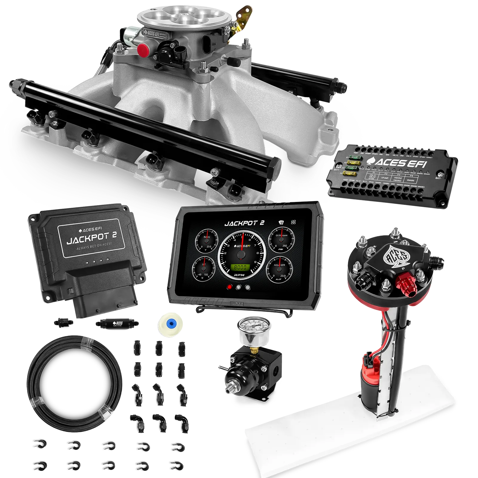 Jackpot 2 LS EFI System - Master Kit with Tight Fit In-Tank Pump Module + 40' PTFE Hose Kit