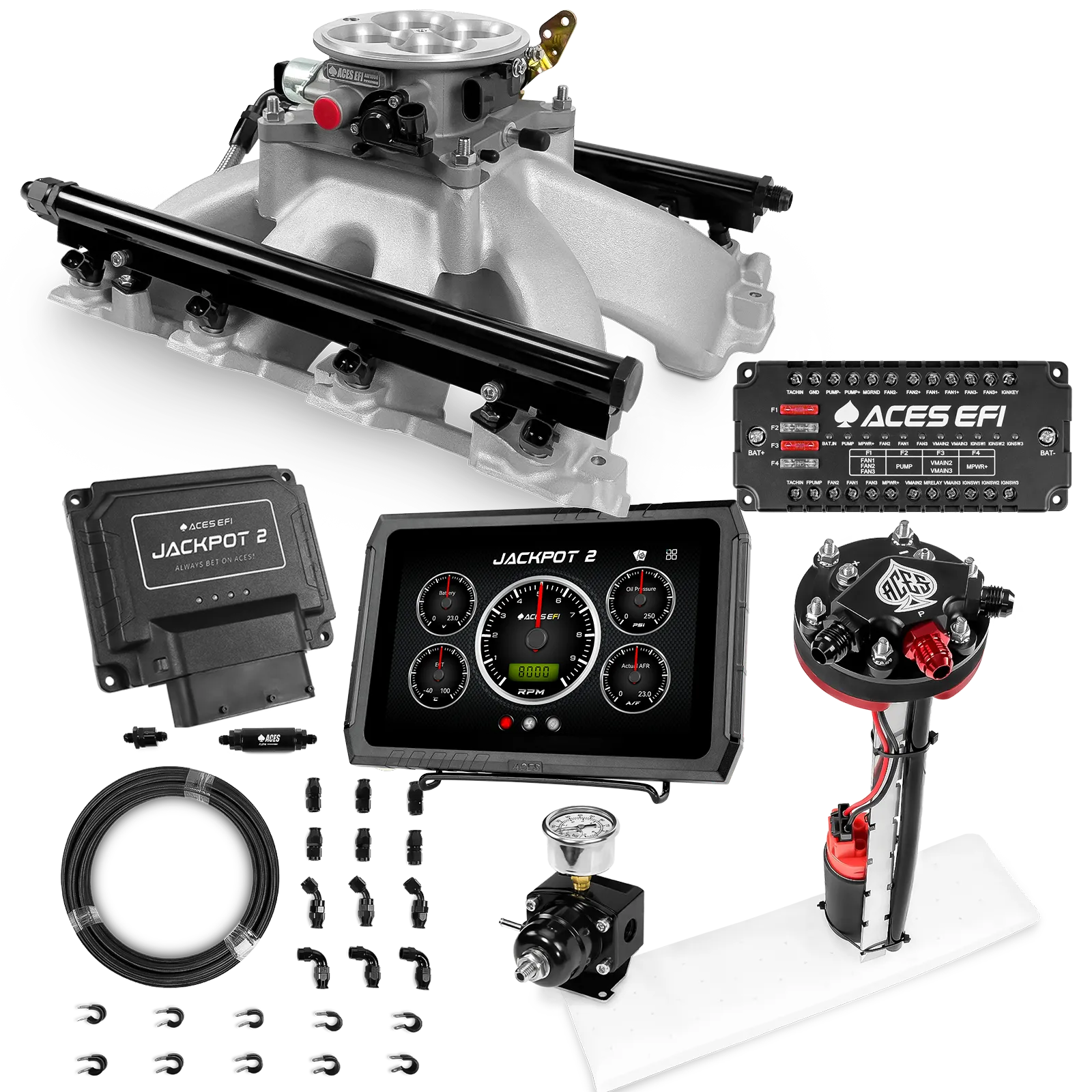 Jackpot 2 LS EFI System - Master Kit with Tight Fit In-Tank Pump Module + 40' PTFE Hose Kit