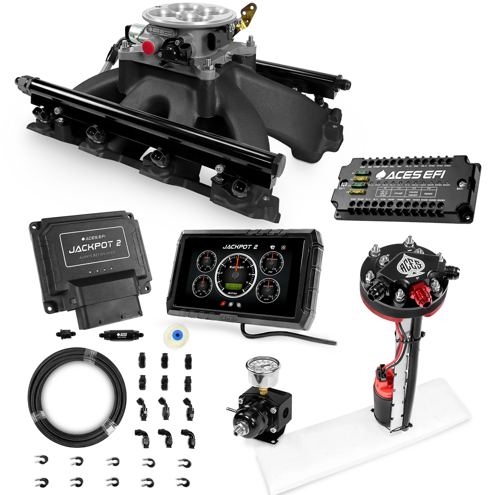Jackpot 2 LS EFI System - Master Kit with Tight Fit In-Tank Pump Module + 40' PTFE Hose Kit