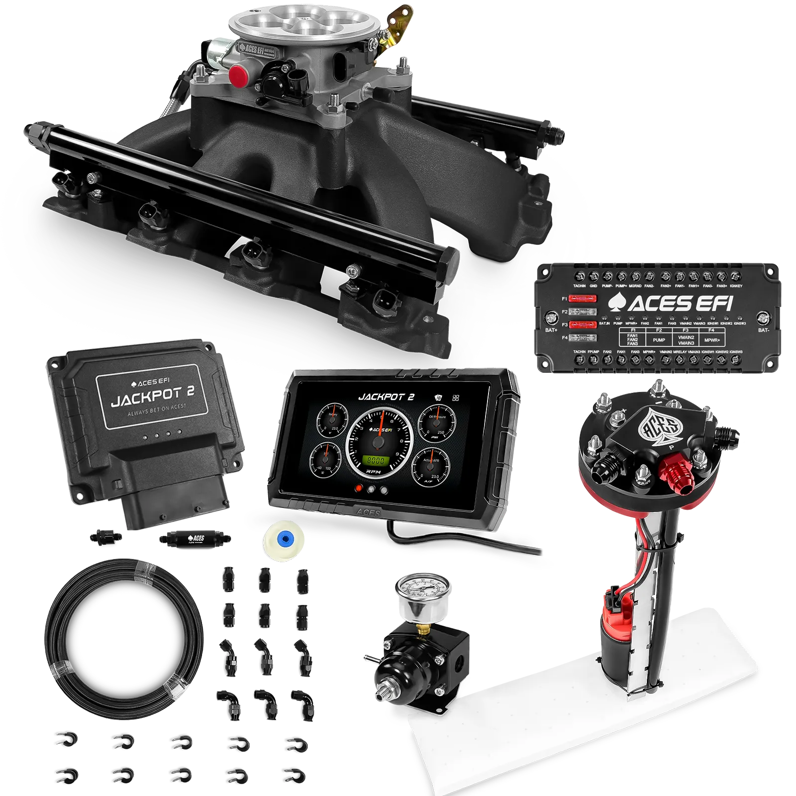 Jackpot 2 LS EFI System - Master Kit with Tight Fit In-Tank Pump Module + 40' PTFE Hose Kit