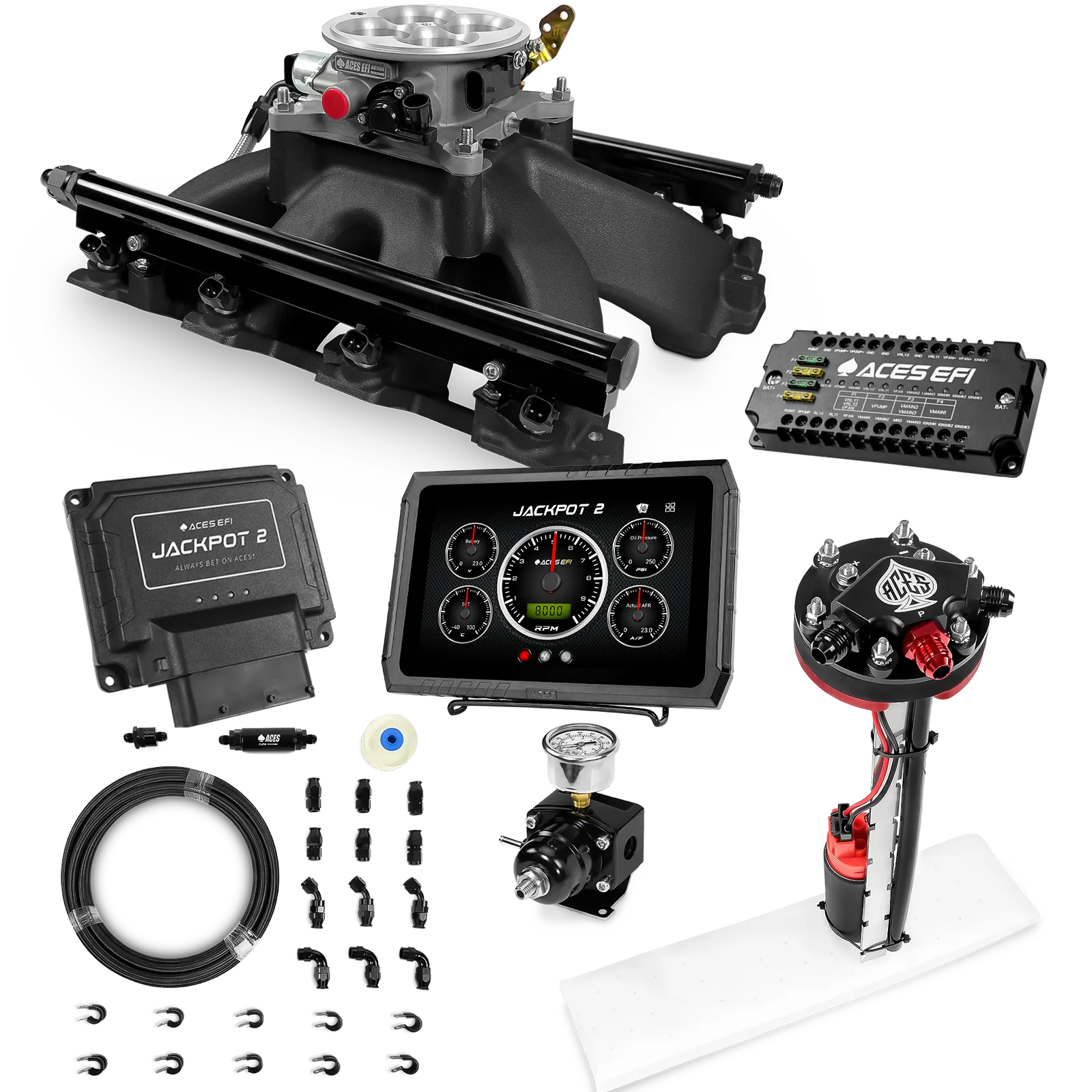 Jackpot 2 LS EFI System - Master Kit with Tight Fit In-Tank Pump Module + 40' PTFE Hose Kit