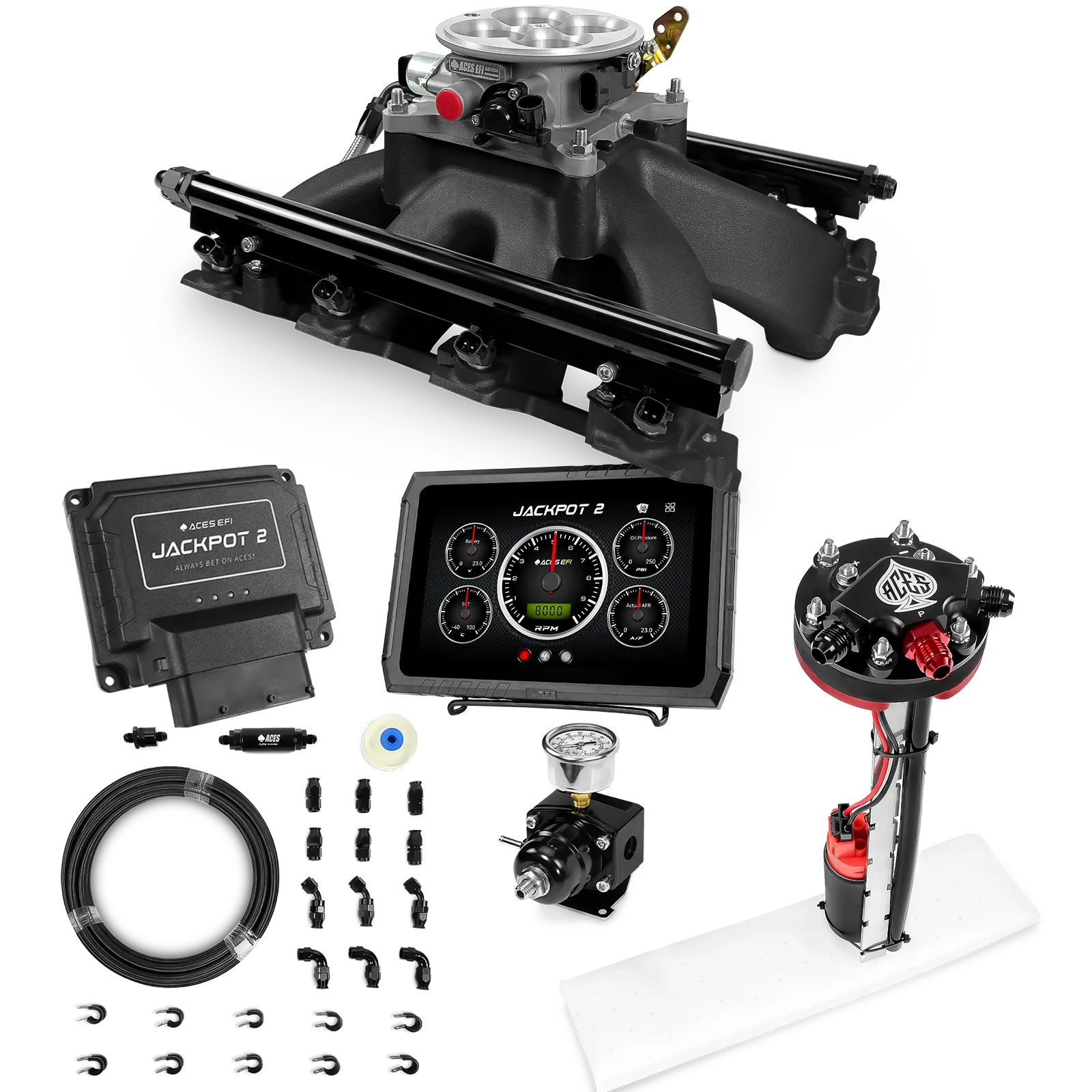 Jackpot 2 LS EFI System - Master Kit with Tight Fit In-Tank Pump Module + 40' PTFE Hose Kit