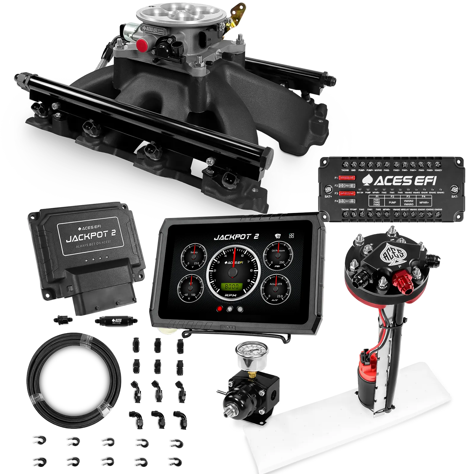 Jackpot 2 LS EFI System - Master Kit with Tight Fit In-Tank Pump Module + 40' PTFE Hose Kit