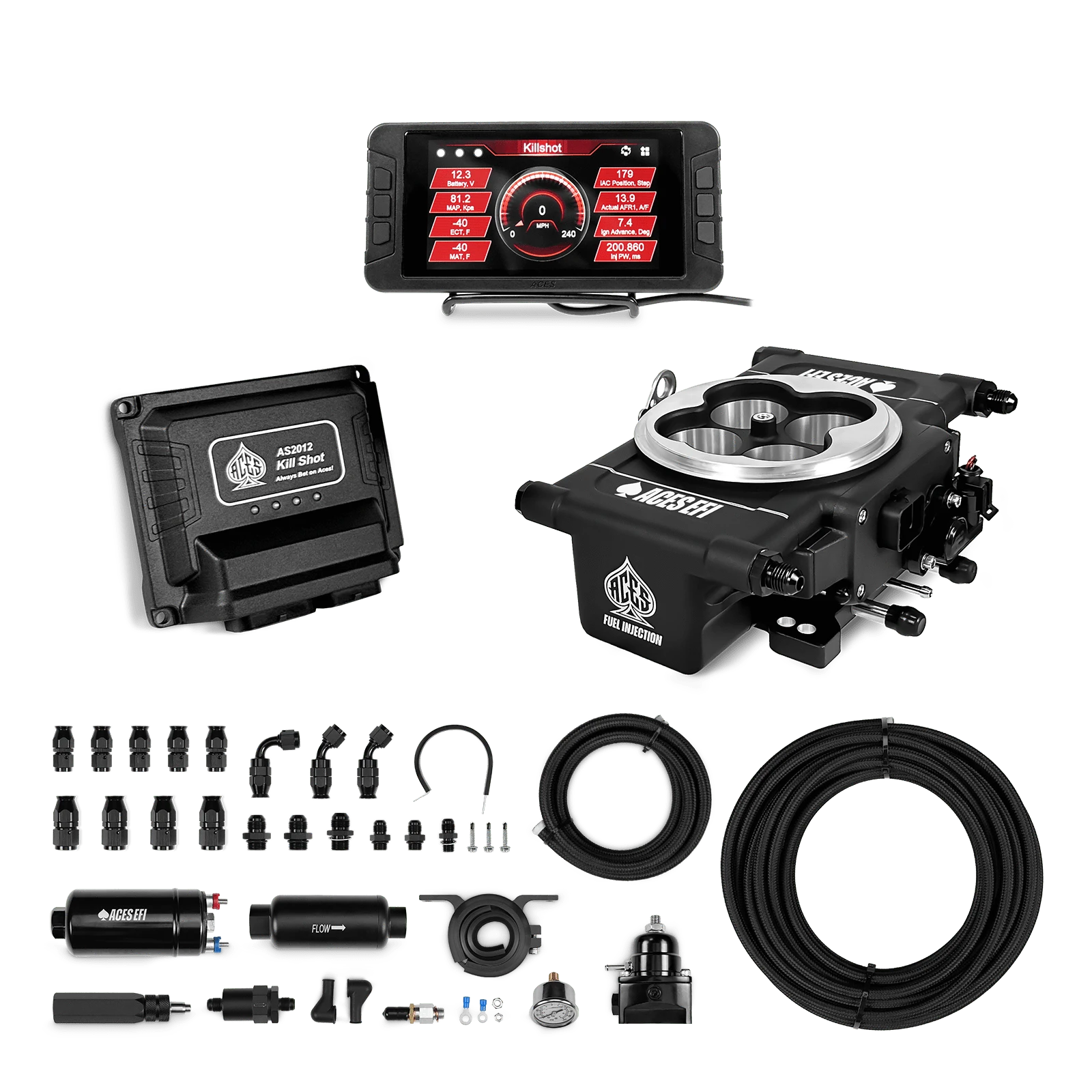 Aces Fuel Injection Black / 255 In-line Fuel System w/40' PTFE Hose Killshot 4-BBl EFI Fuel Kits