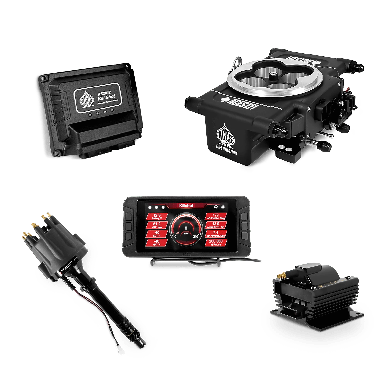 Aces Fuel Injection Black / SBC/BBC Killshot 4-bbl EFI Top End Kits
