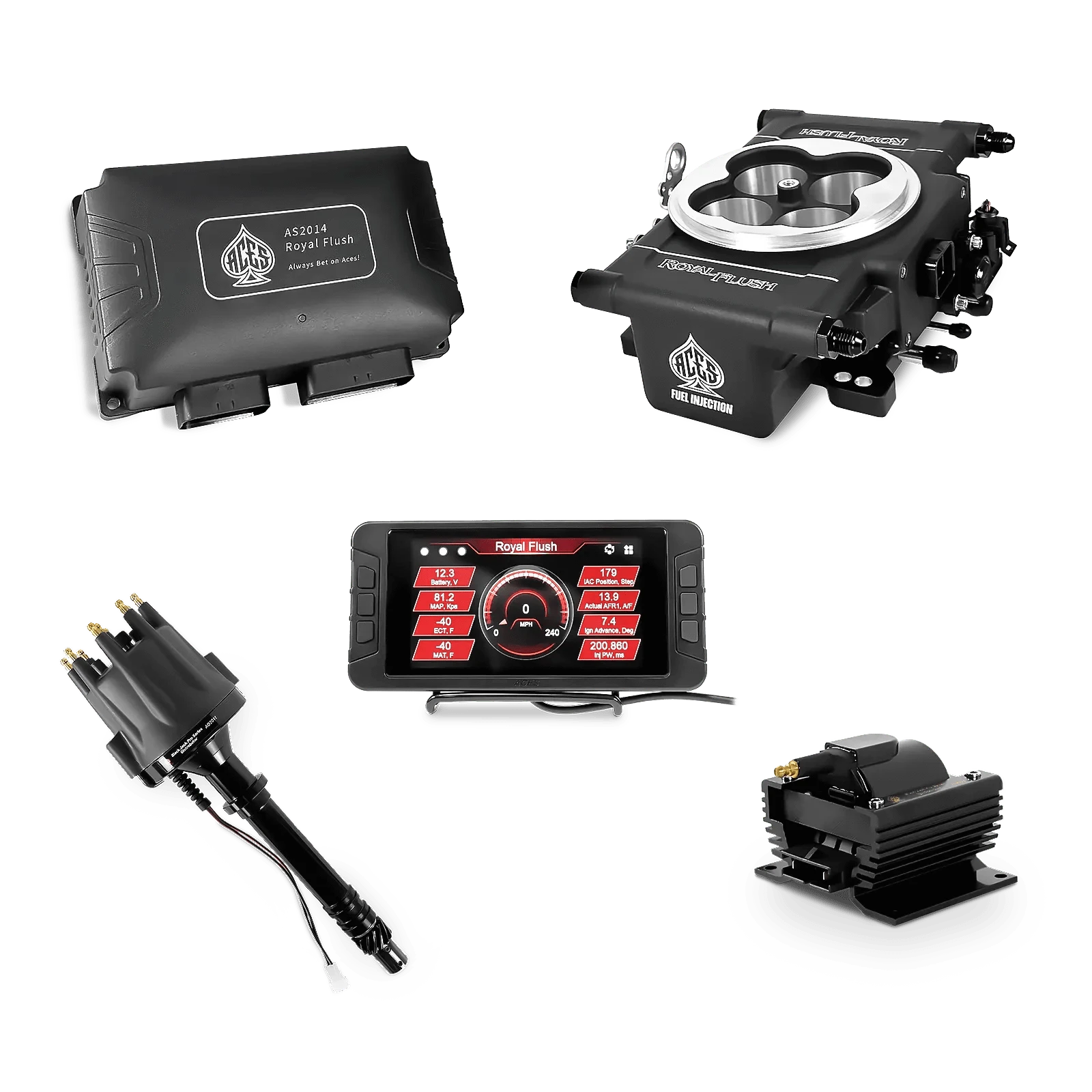 Aces Fuel Injection Black / SBC/BBC Royal Flush EFI/CDI - Top End Kit