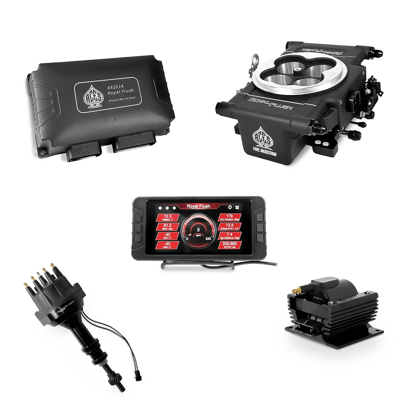 Aces Fuel Injection Black / SBF 351W Royal Flush EFI/CDI - Top End Kit