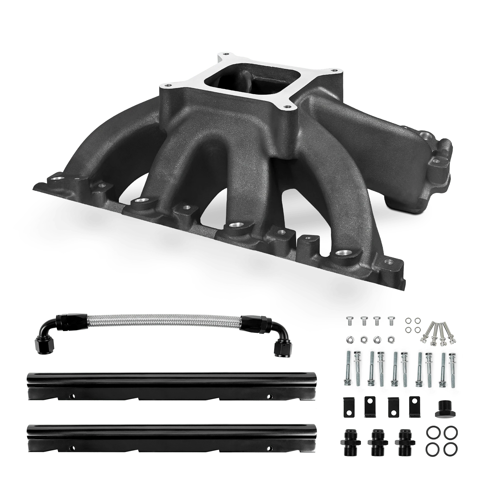 Aces Fuel Injection, Inc. Cathedral / Black High-Rise, Single Plane, Cast, 4150 Style LS Intake Manifold