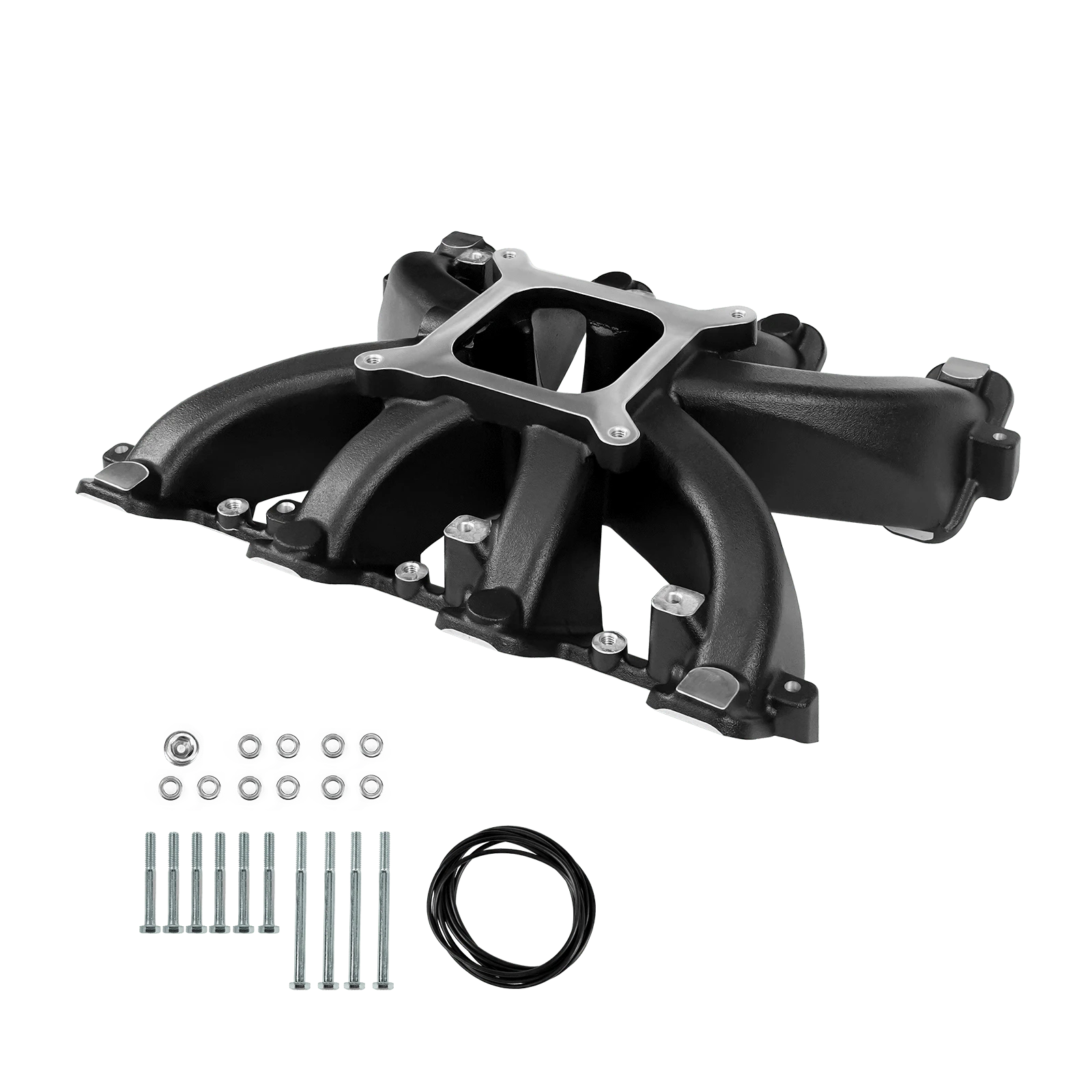 Aces Fuel Injection, Inc. Cathedral / Black Mid-Rise, Single Plane, Carb Style, Cast, 4150 Style LS Intake Manifold