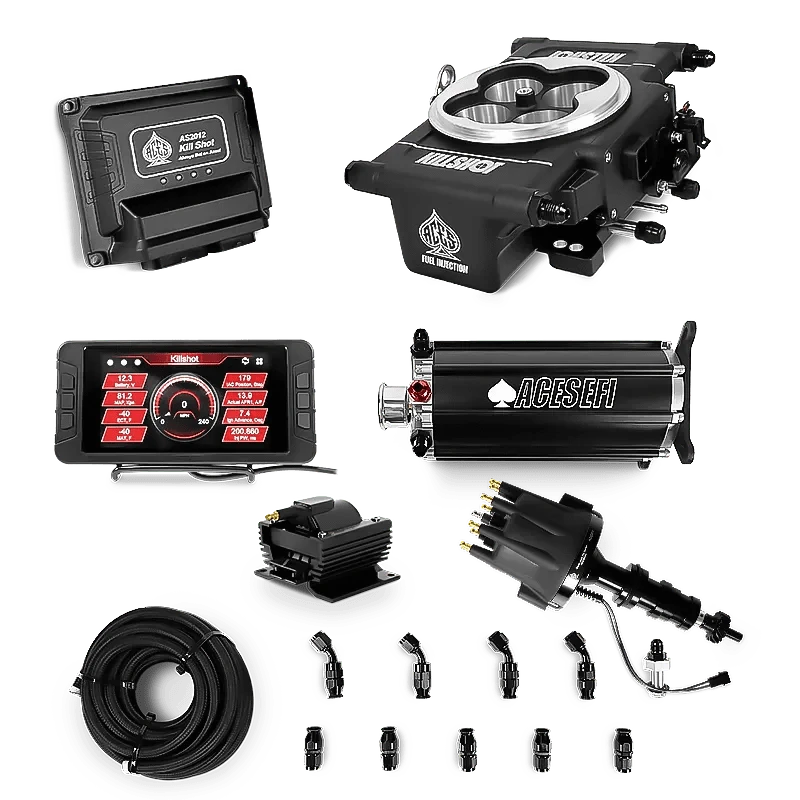Aces Fuel Injection Command Center 2 Surge Tank / Ford FE Killshot 4-bbl EFI Master Kits (Black)