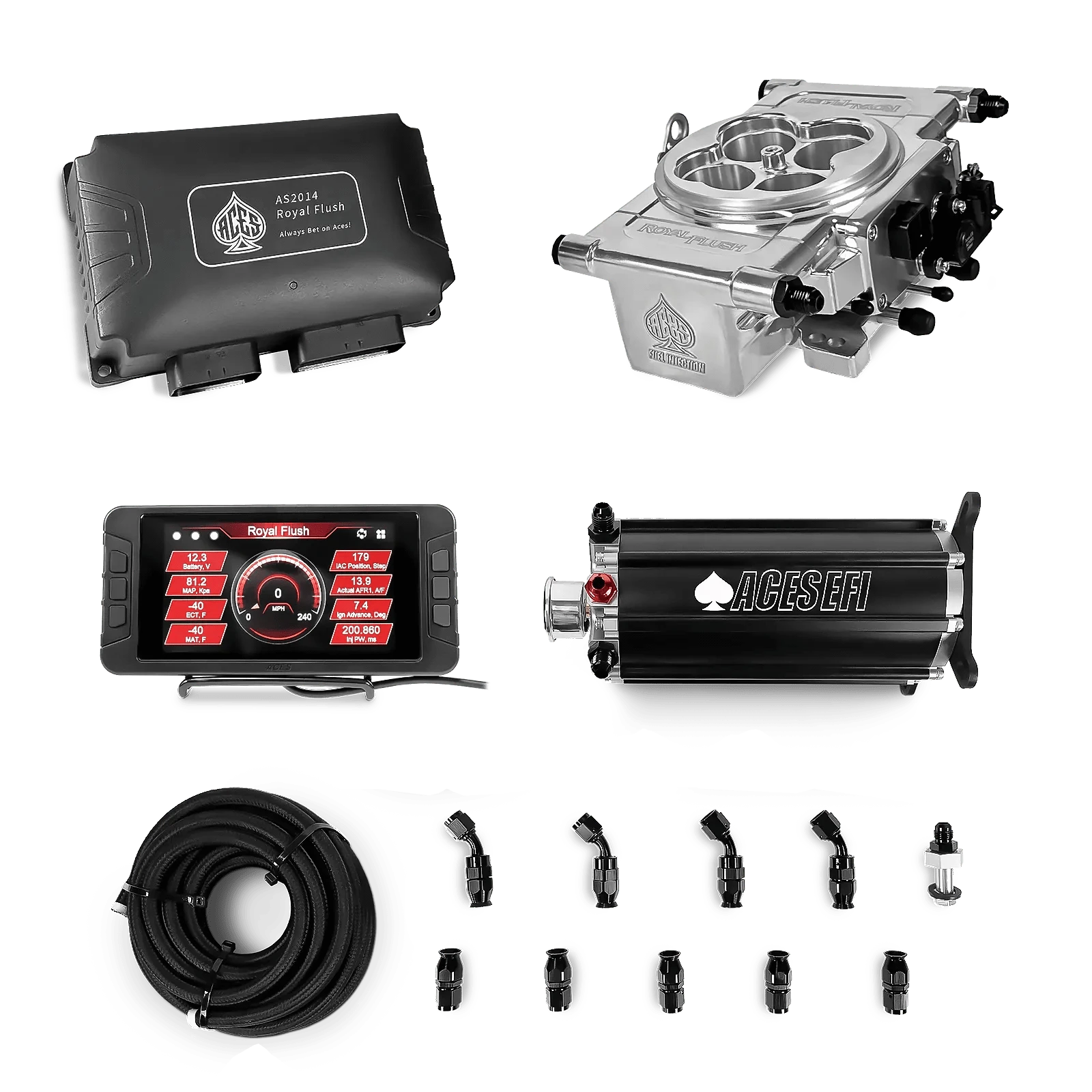 Aces Fuel Injection Command Center 2 Surge Tank / Polished Royal Flush EFI/CDI w/Fuel Delivery System