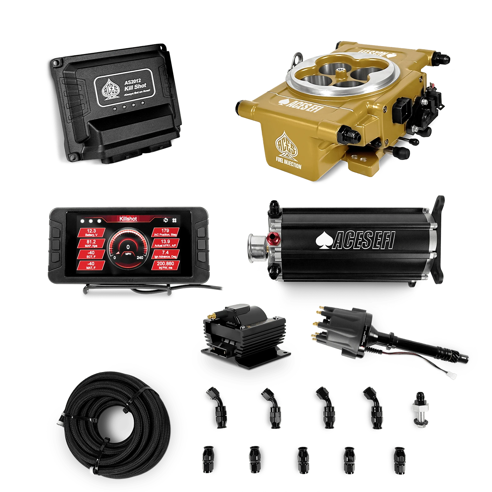 Aces Fuel Injection Command Center 2 Surge Tank / SB/BB Chevy Killshot EFI Master Kits (Gold)