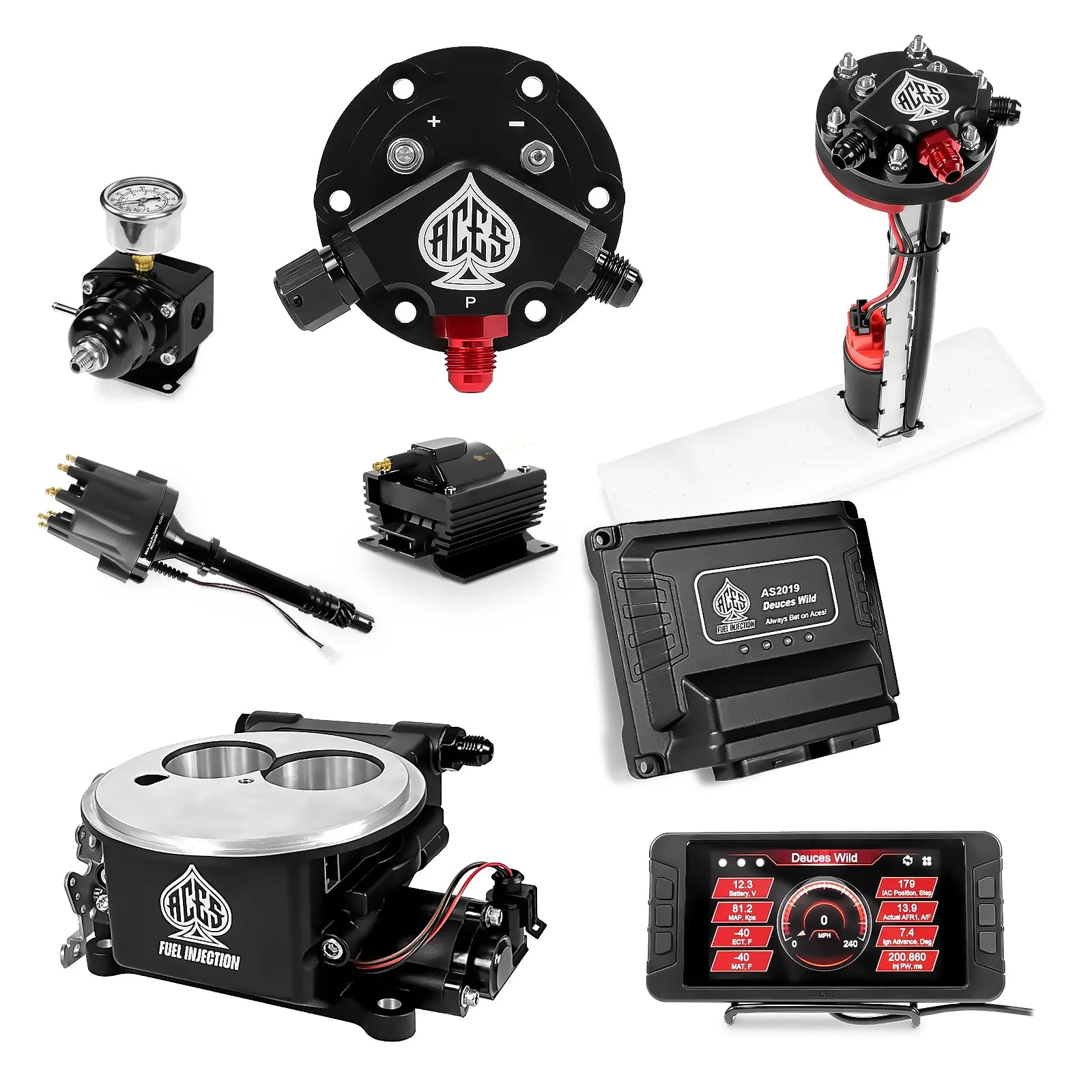 Deuces Wild 2-bbl EFI - (Black) Master Kit