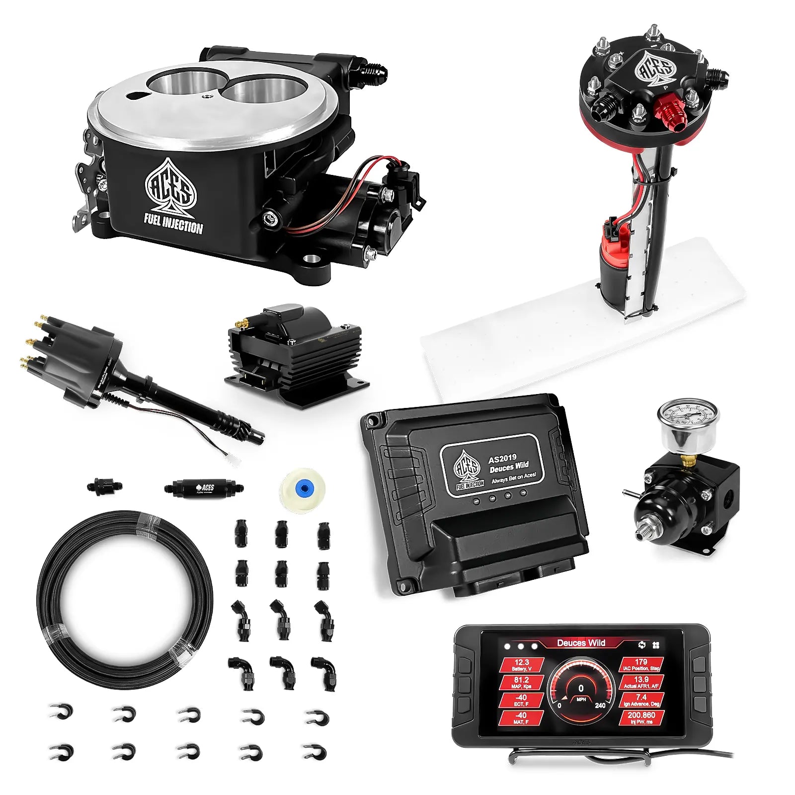 Deuces Wild 2-bbl EFI - (Black) Master Kit