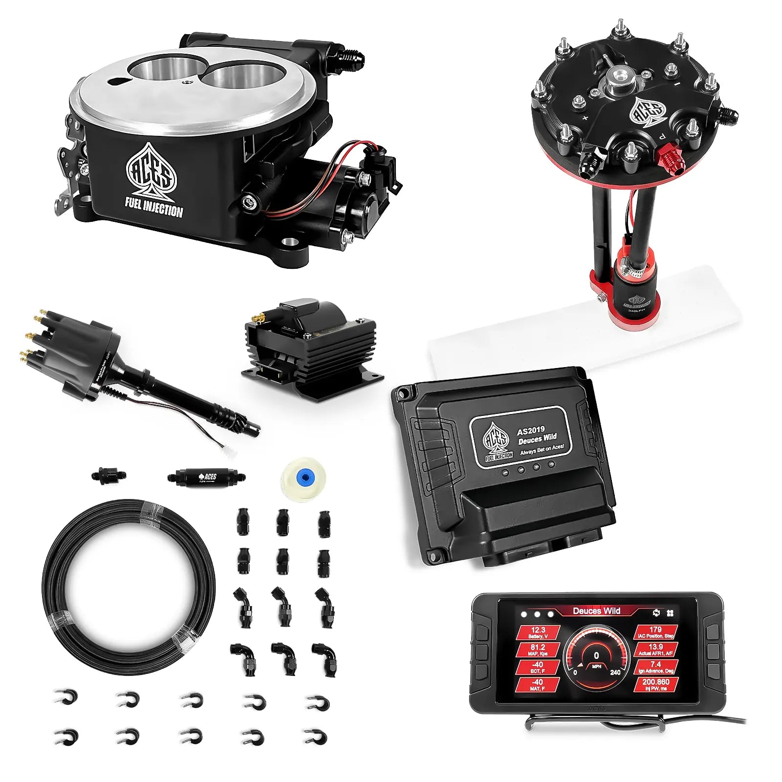 Deuces Wild 2-bbl EFI - (Black) Master Kit