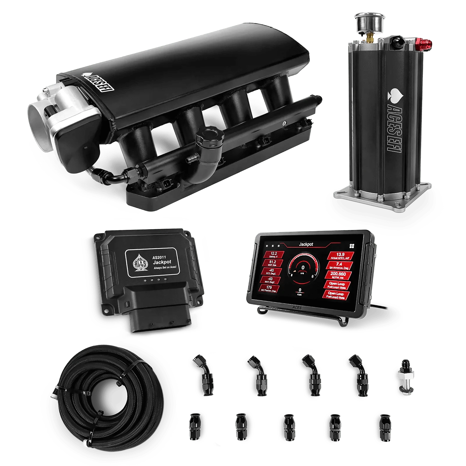 Aces Fuel Injection, Inc. Drive by Cable / Command Center 2 Surge Tank / 500 HP Jackpot Hemi EFI Master Kit