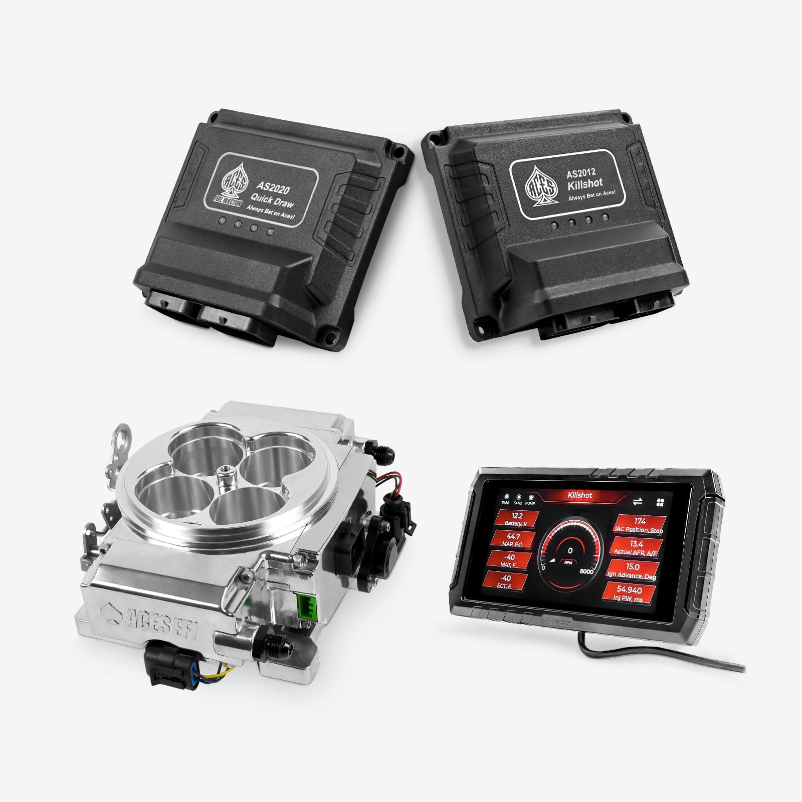 Aces Fuel Injection EFI System Polished / GM 4L60/4L80 Killshot II 4-bbl EFI System