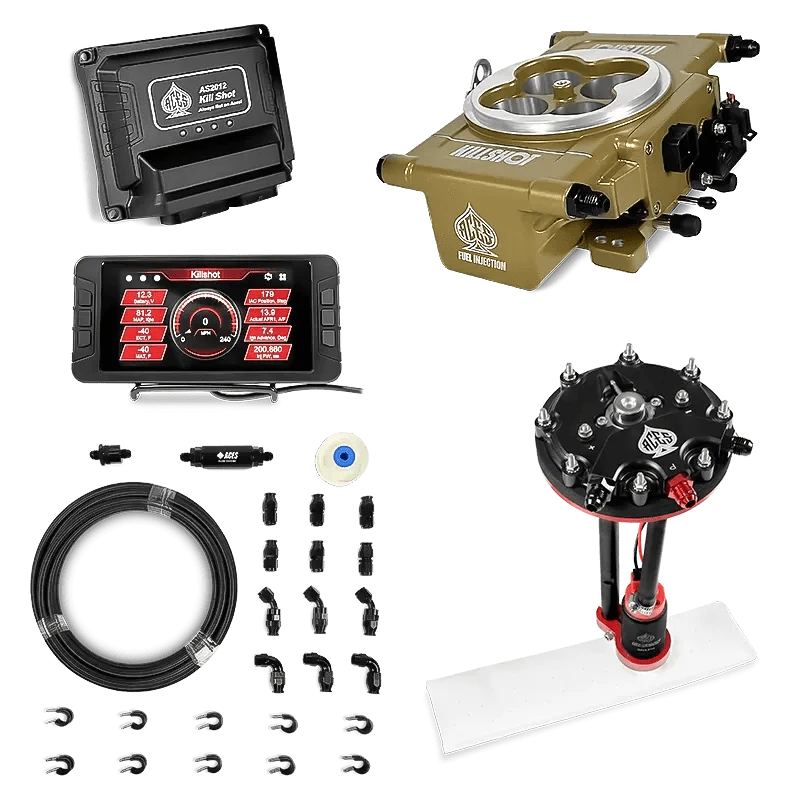 Aces Fuel Injection Gold / Tank Conversion Pump Module with Internal Regulator & 20' PTFE Hose Kits (340 LPH) Killshot 4-BBl EFI Fuel Kits