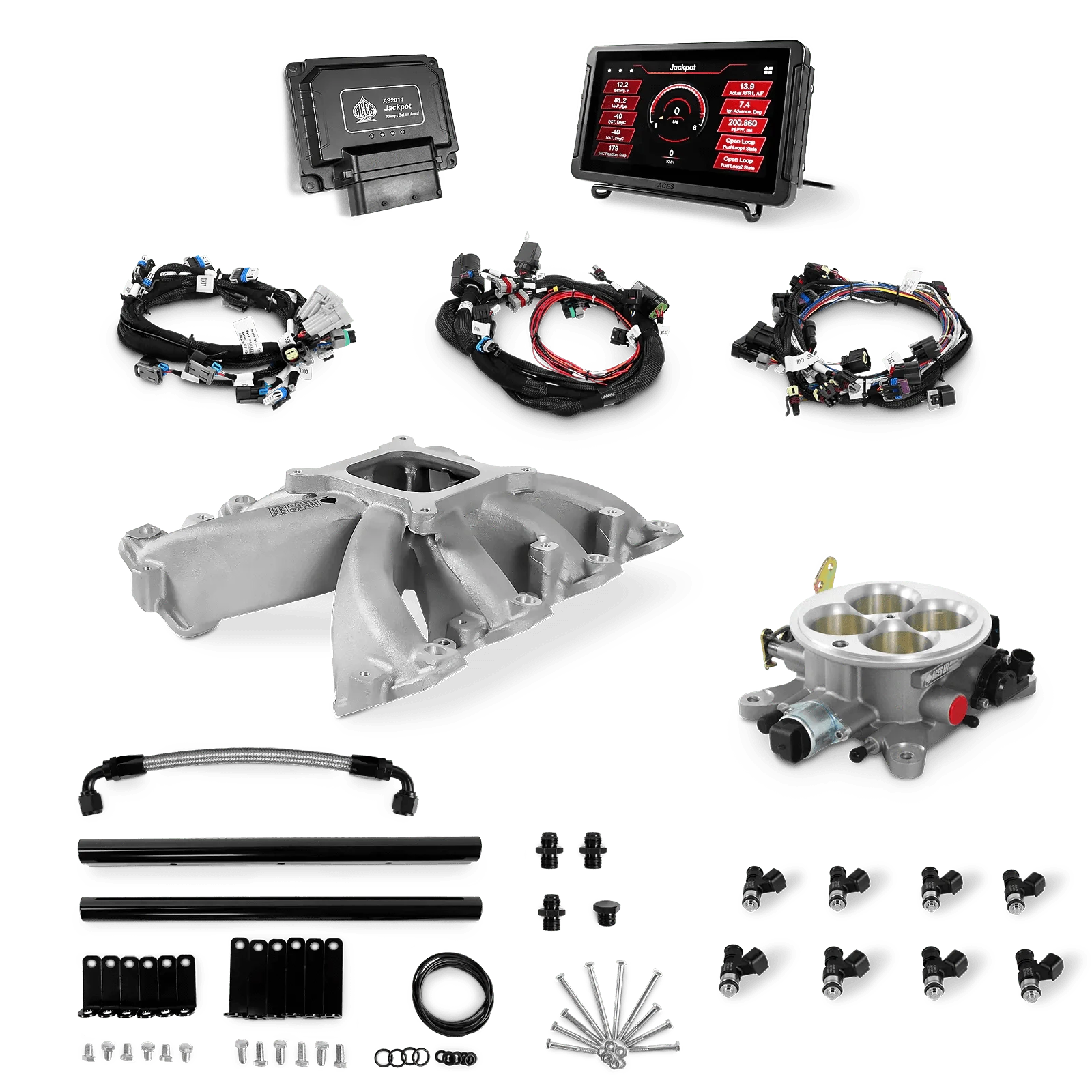 Aces Fuel Injection, Inc. Jackpot LS - DBC & Manual Trans / Cathedral Port / Mid-Rise (cast) Jackpot LS EFI System - Top End Kit (500 HP)
