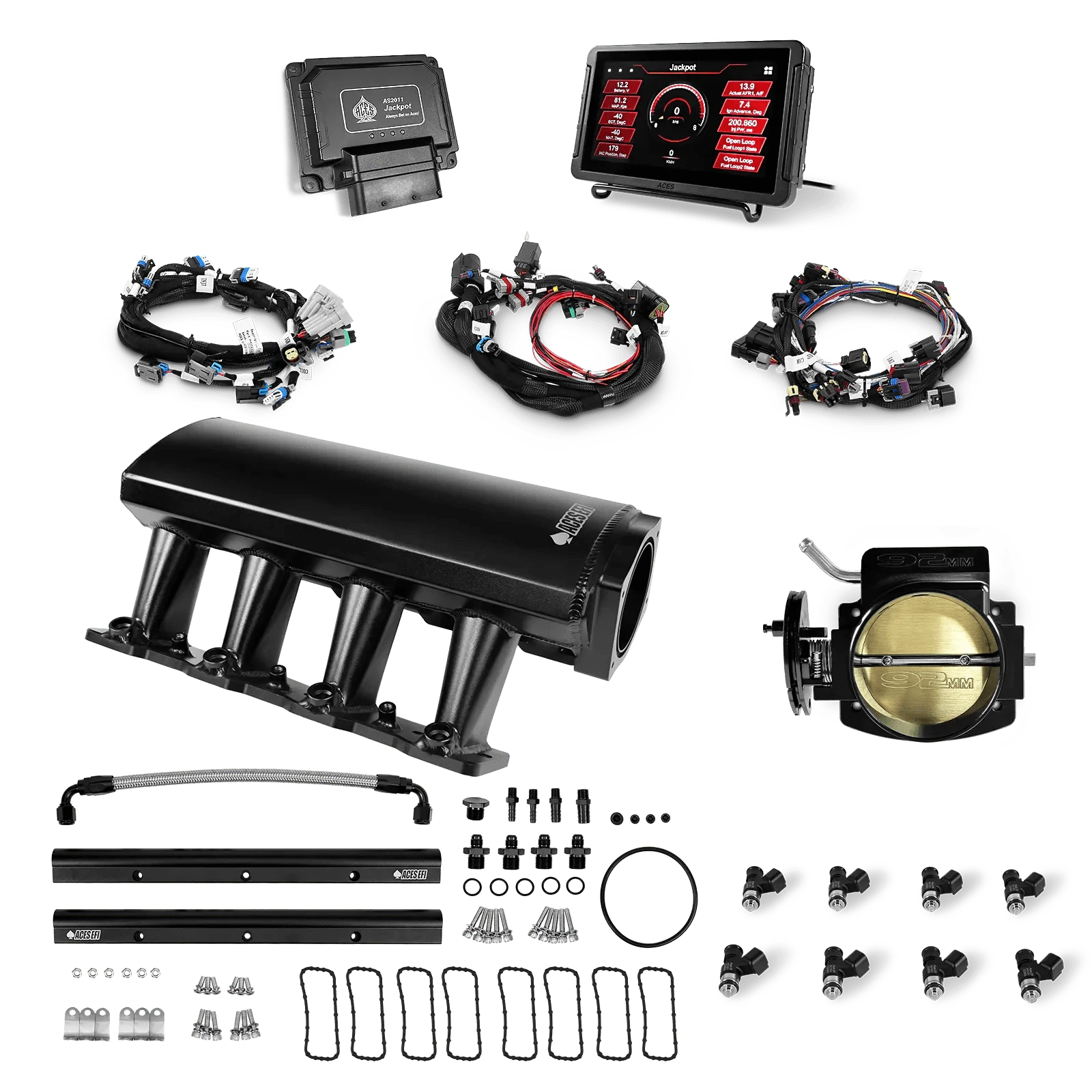 Aces Fuel Injection, Inc. Jackpot LS - DBC & Manual Trans / Cathedral Port / Tall (fabricated) Jackpot LS EFI System - Top End Kit (500 HP)