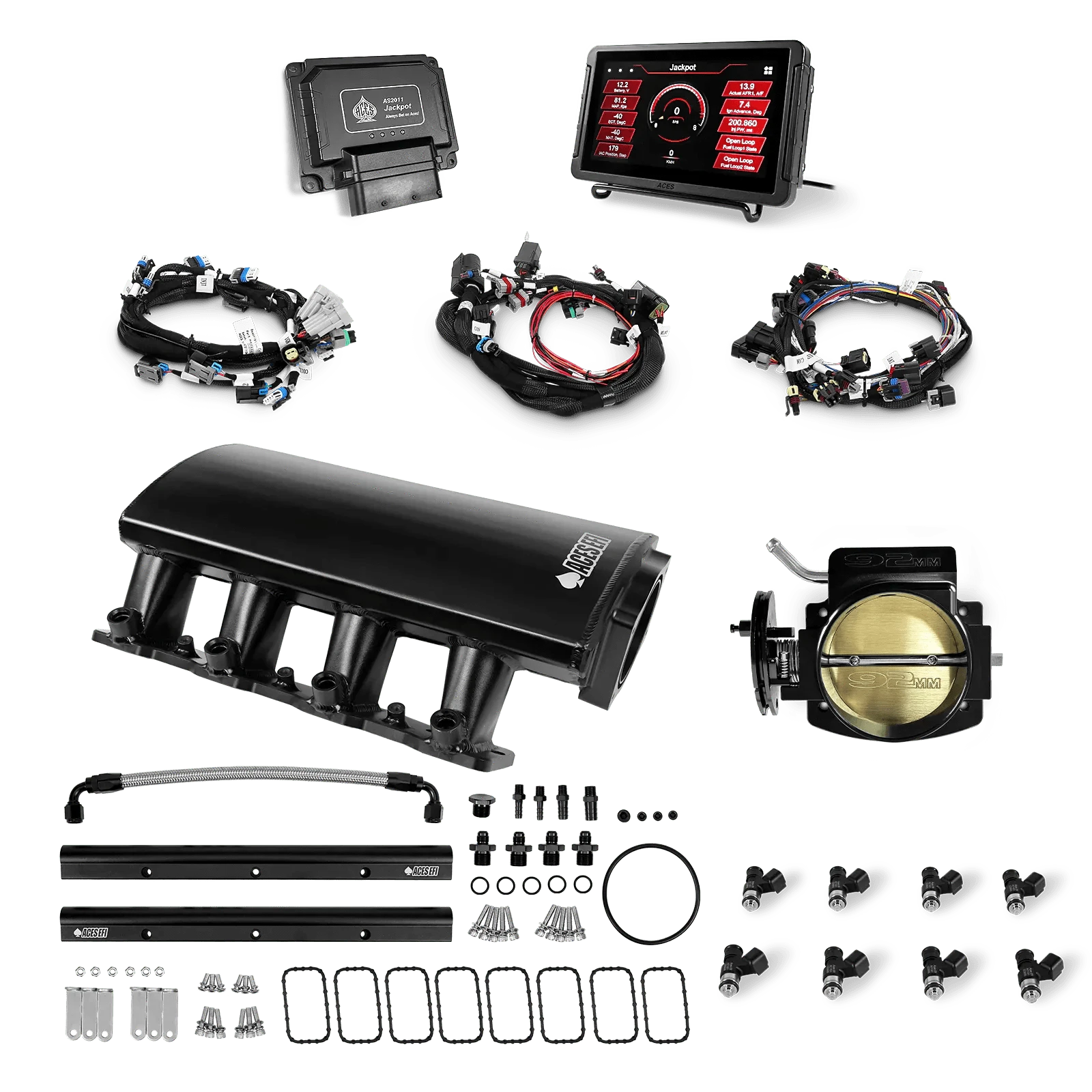 Aces Fuel Injection, Inc. Jackpot LS - DBC & Manual Trans / Rectangle Port / Short (fabricated) Jackpot LS EFI System - Top End Kit (500 HP)